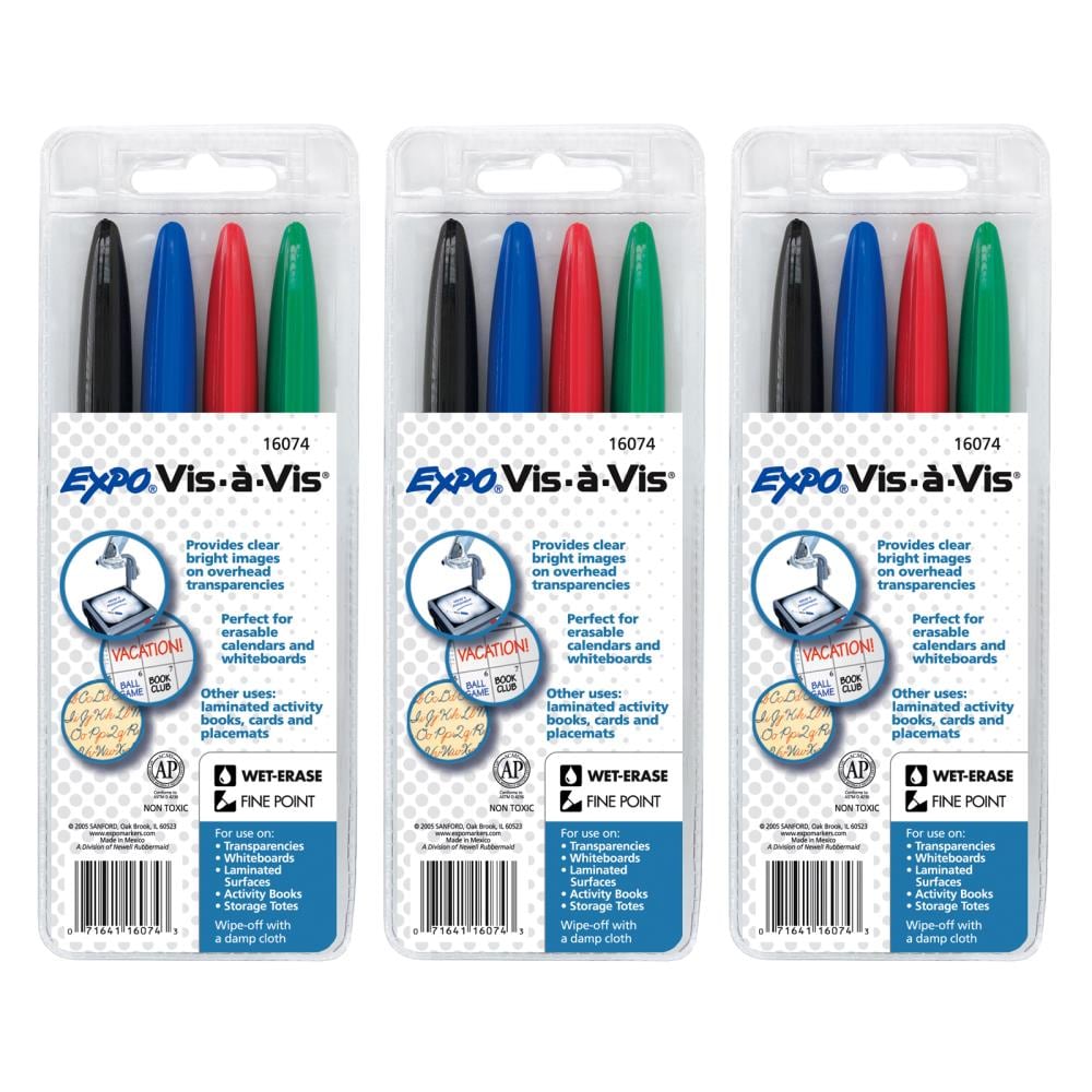 Value Pack EXPO Vis-A-Vis Wet-Erase Overhead Transparency Markers Fine Point 