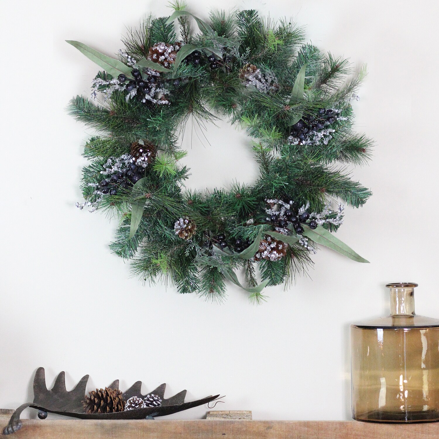 Heaven Sends Pre-Lit LED Garland Wreath Light Up Christmas Decoration Twig Rusti 