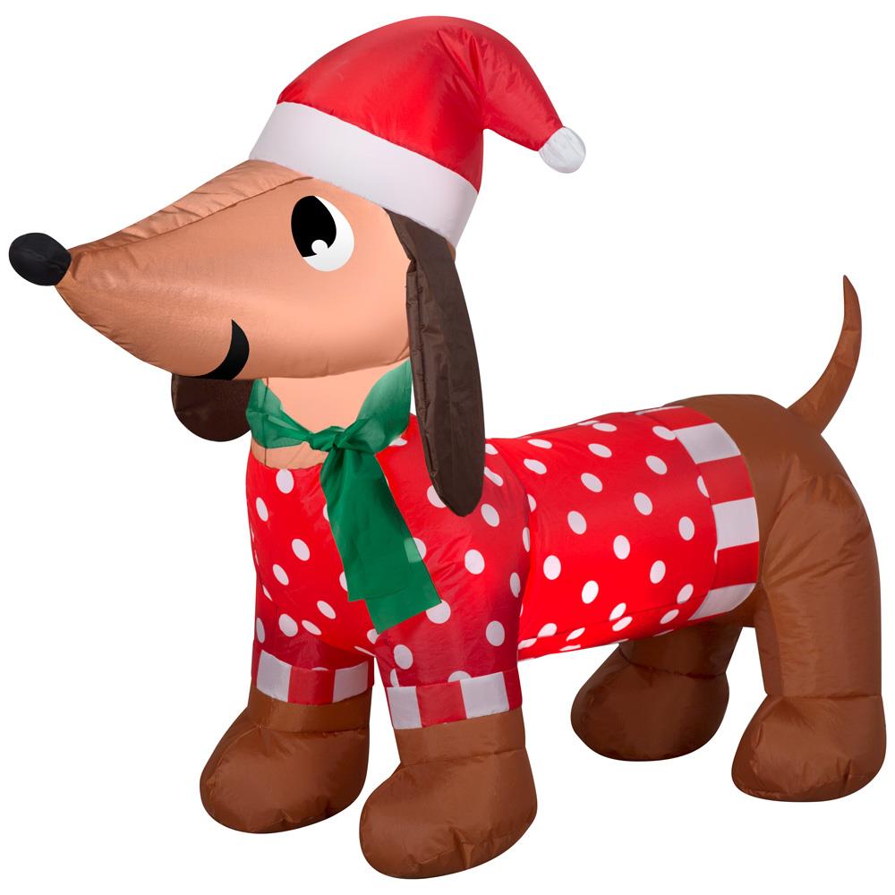 Holiday Time 4ft Weiner Dog Airblown Inflatable Christmas New 