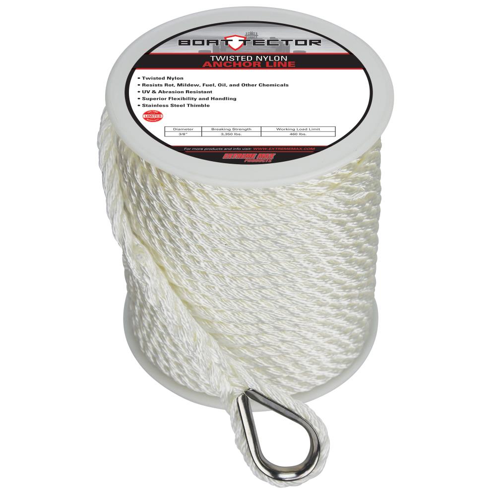 Anchor Rode Setup Pulling Docking Hoist Abrasion Resistant Chemical Moisture with Thimble 3 Strand Braid Pulley 3/8 inch - 1/2 inch SGT KNOTS Twisted Nylon Anchor Rope Camping Rot 