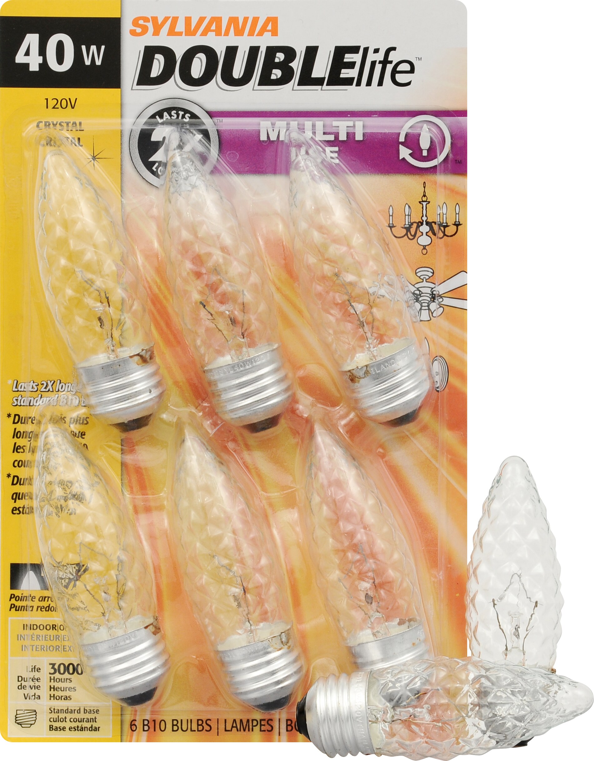 SYLVANIA 40-Watt Dimmable B10 Decorative Incandescent Light Bulb (6 ...