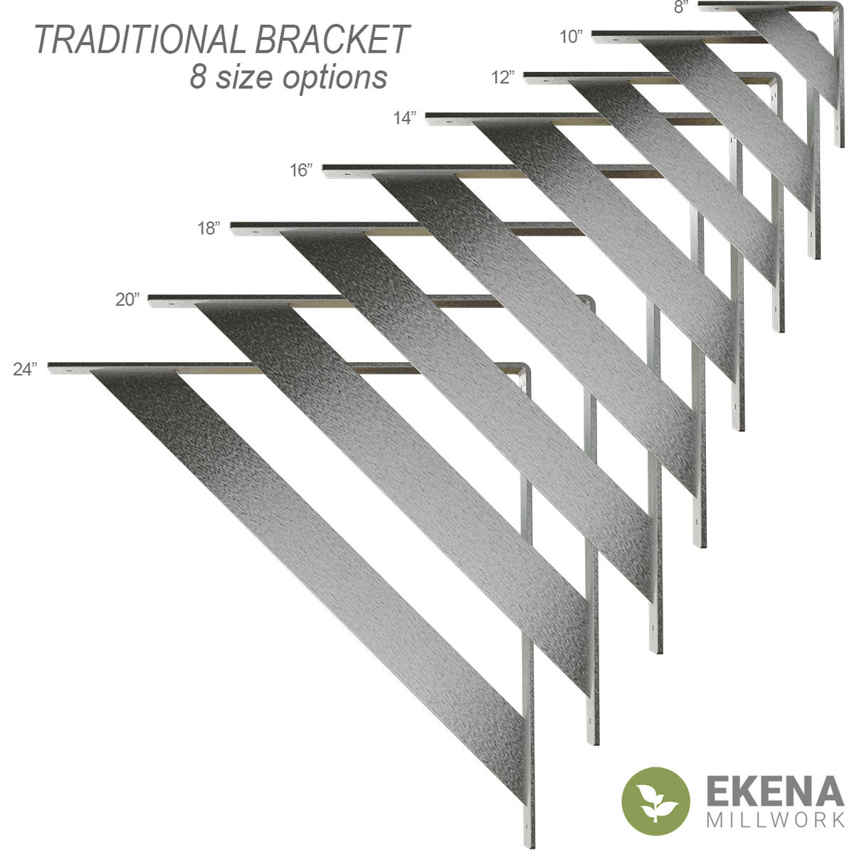 Ekena Millwork Traditional 18-in x 2-in x 18-in Gray Steel Mounting Bracket