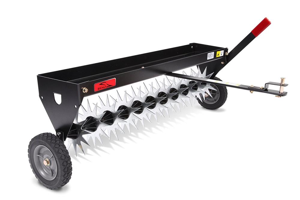 40 in Tow-Behind Spike Aerator Lawn Aerate Soil Steel Star Capacity Weight Tray 