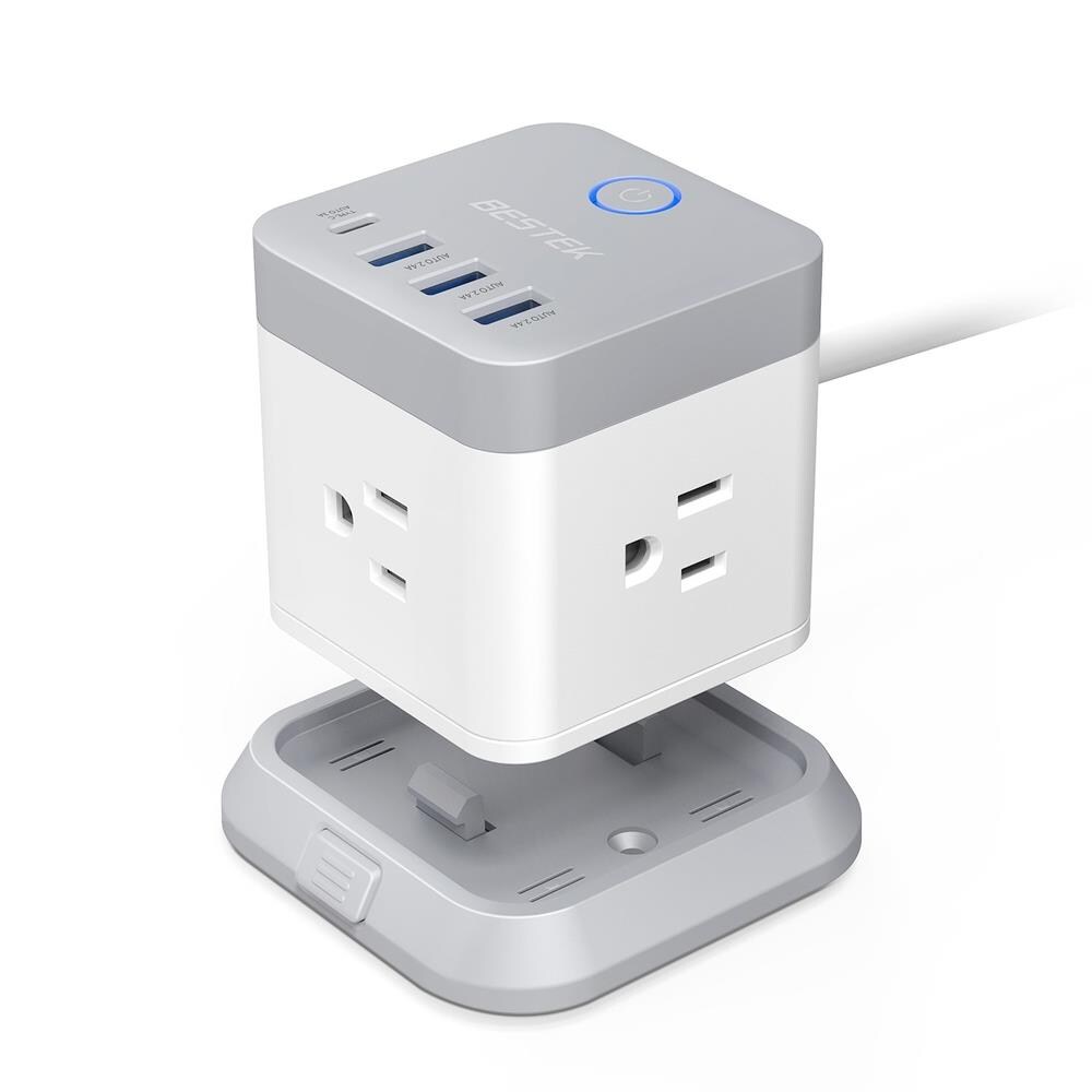 Portable Power Strip Cube with 3 Outlets 3 USB Ports Switch & 5ft Extension Cord 