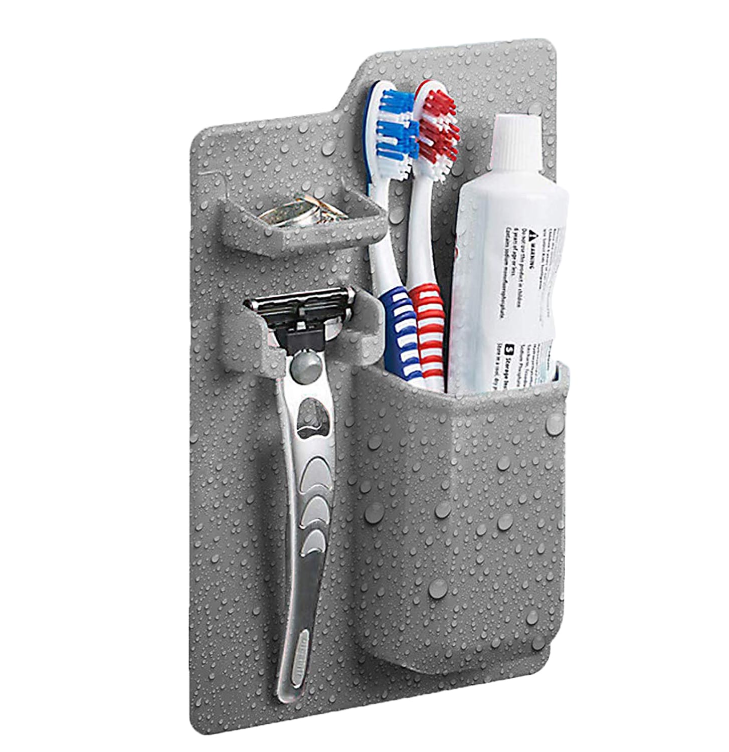Silicone Toothbrush Holder Bathroom Organizer Toothpaste Razor Stand White 