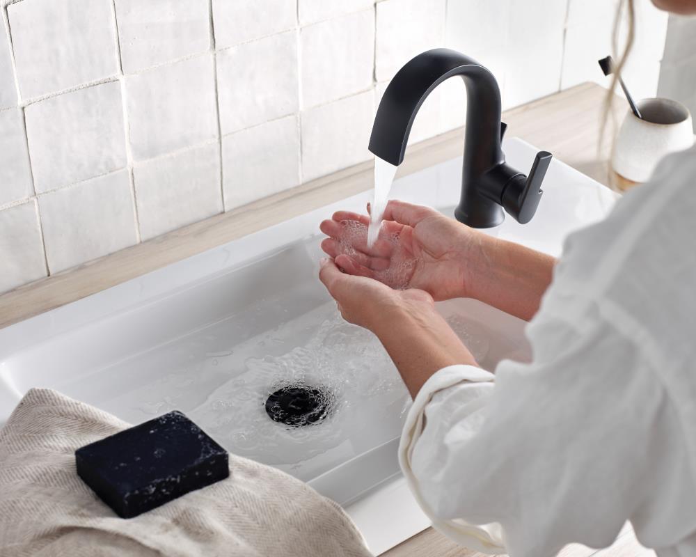 Moen Doux Matte Black 1-Handle Single Hole WaterSense Bathroom 