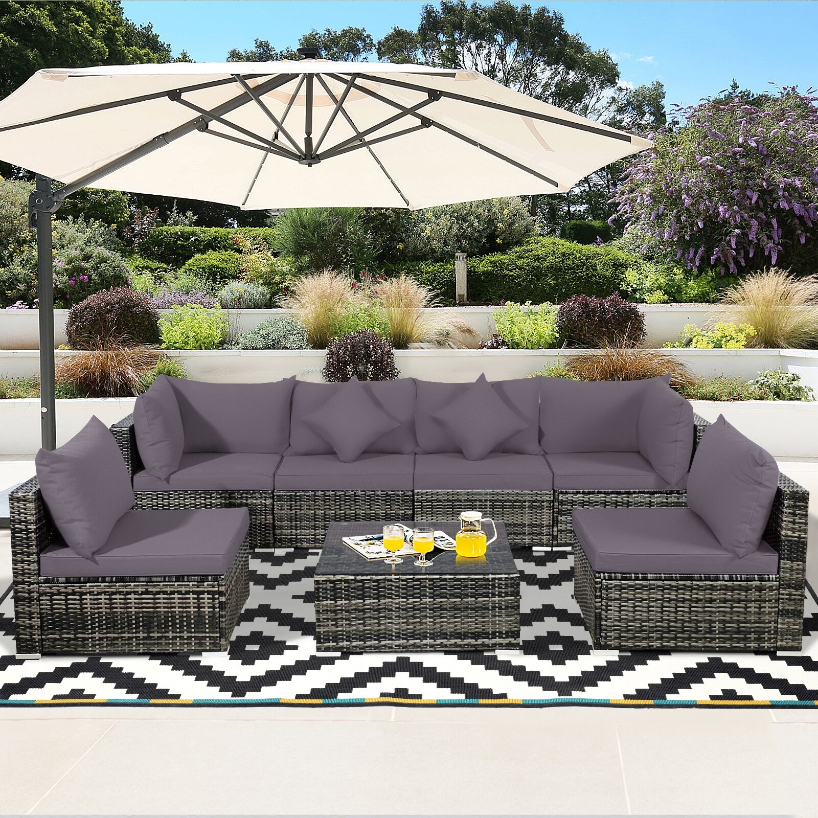 outdoor cushion and umbrella set