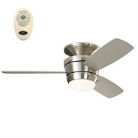 Mazon 44-in Brush Nickel Indoor Flush Mount Ceiling Fan with Light Remote (3-Blade)