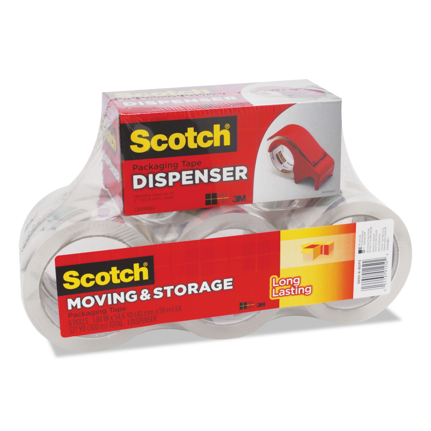 Ea New 8 Rolls Heavy Duty 3M Scotch Shipping Packaging Tape Made in USA 54.6YD