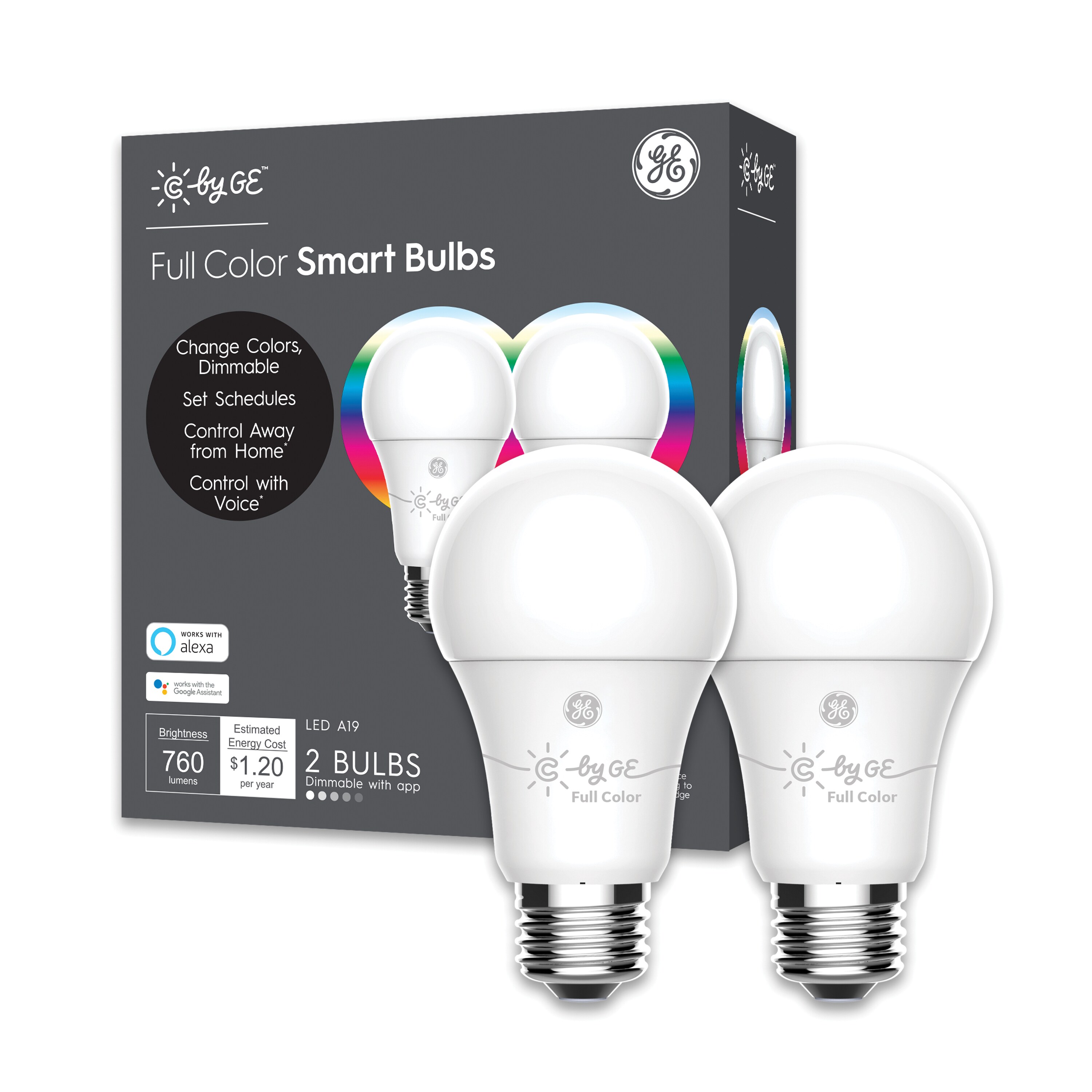 A19 Bluetooth Smart LED Bulb with Google Assistant/Alexa/HomeKit C by GE 2... 