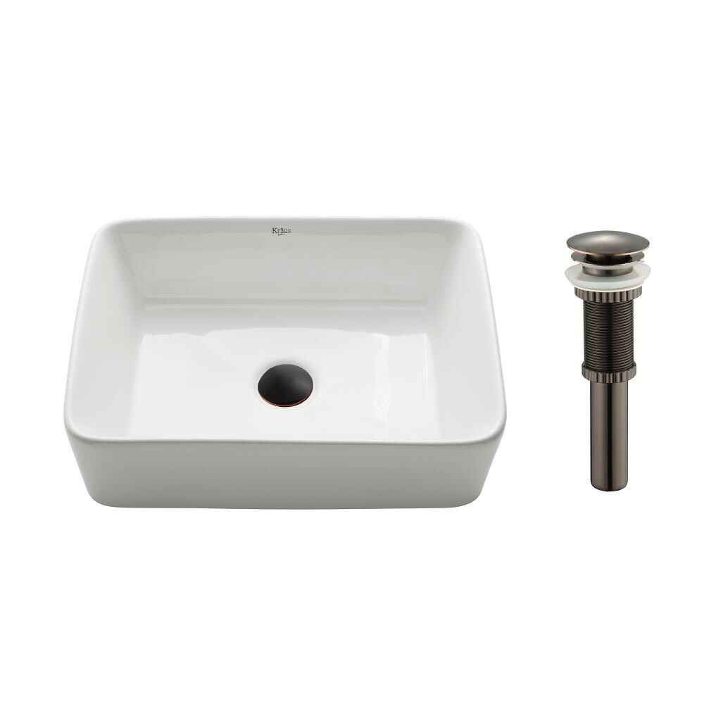 24" Drop in Rectangle Ceramic Sink Bathroom W/2 Handle Faucet ORB Drain Set 