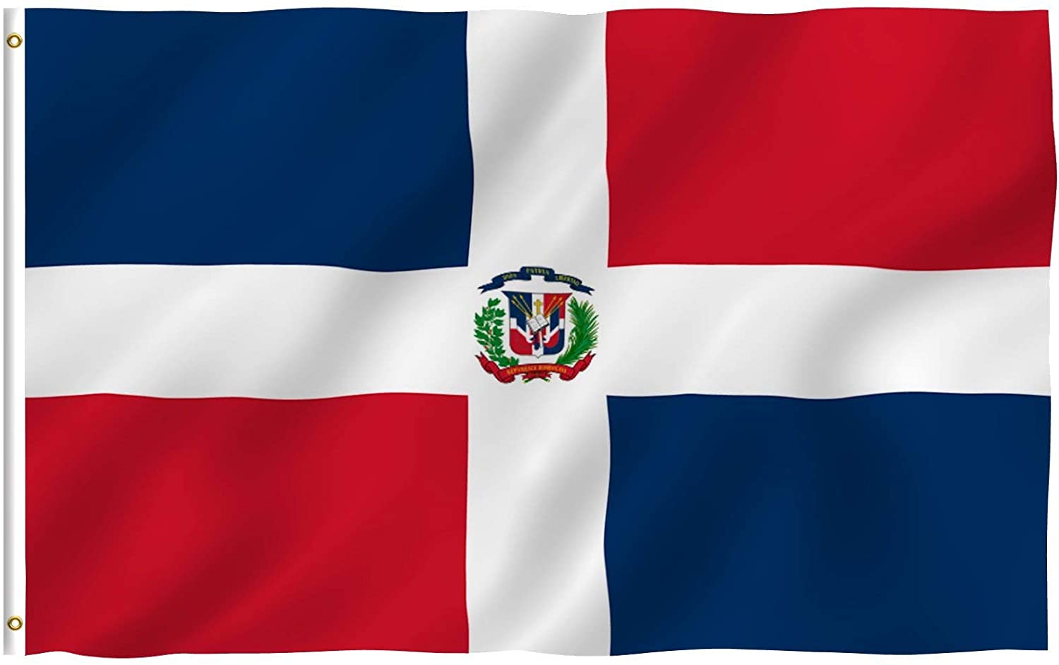 5' Wood Flag Pole Kit Wall Mount Bracket With 3x5 Dominican Republic Poly Flag 