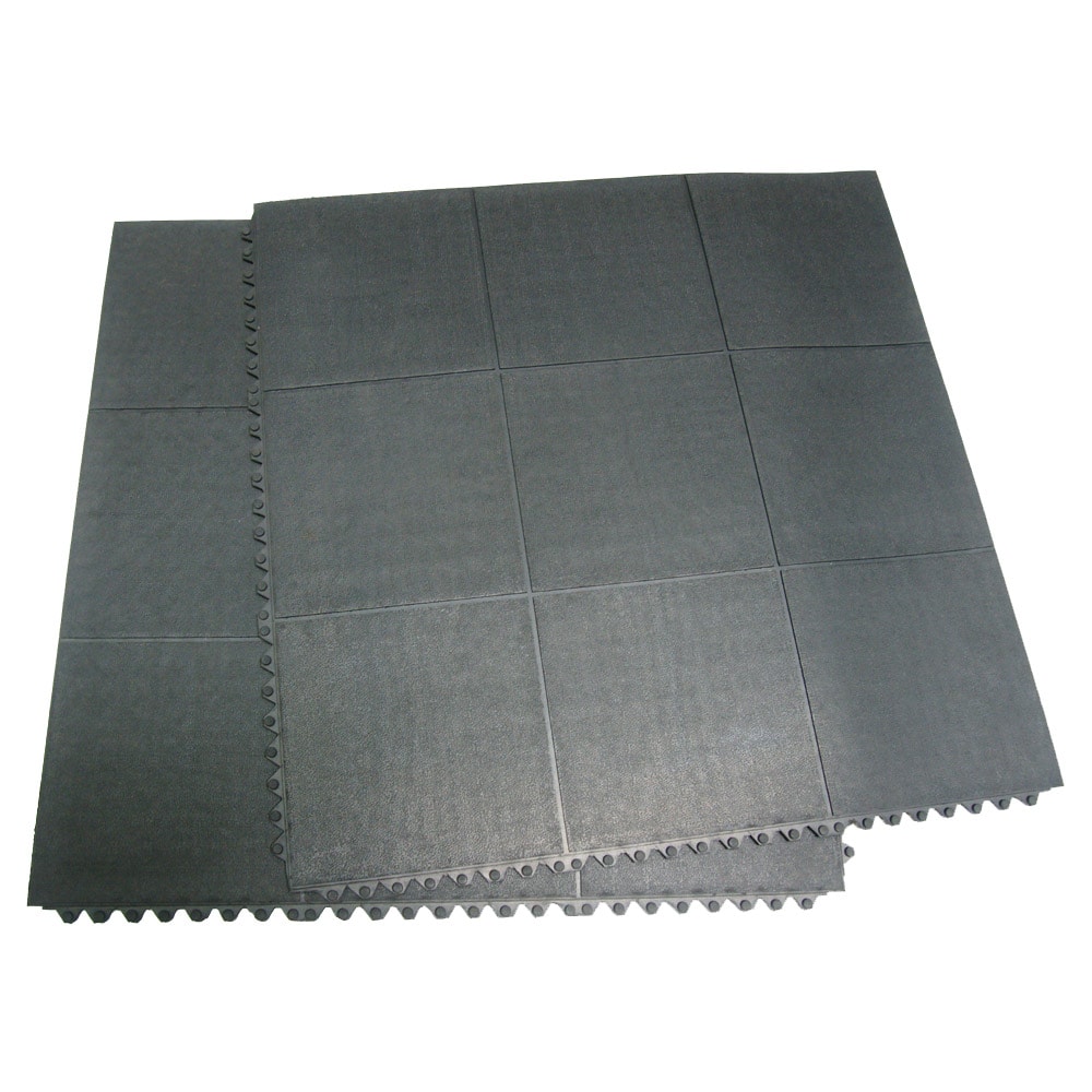 Rubber-Cal Revolution 3-ft x 3-ft Black Square or Outdoor Interlocking Hello Anti-fatigue Mat in the Mats department at Lowes.com