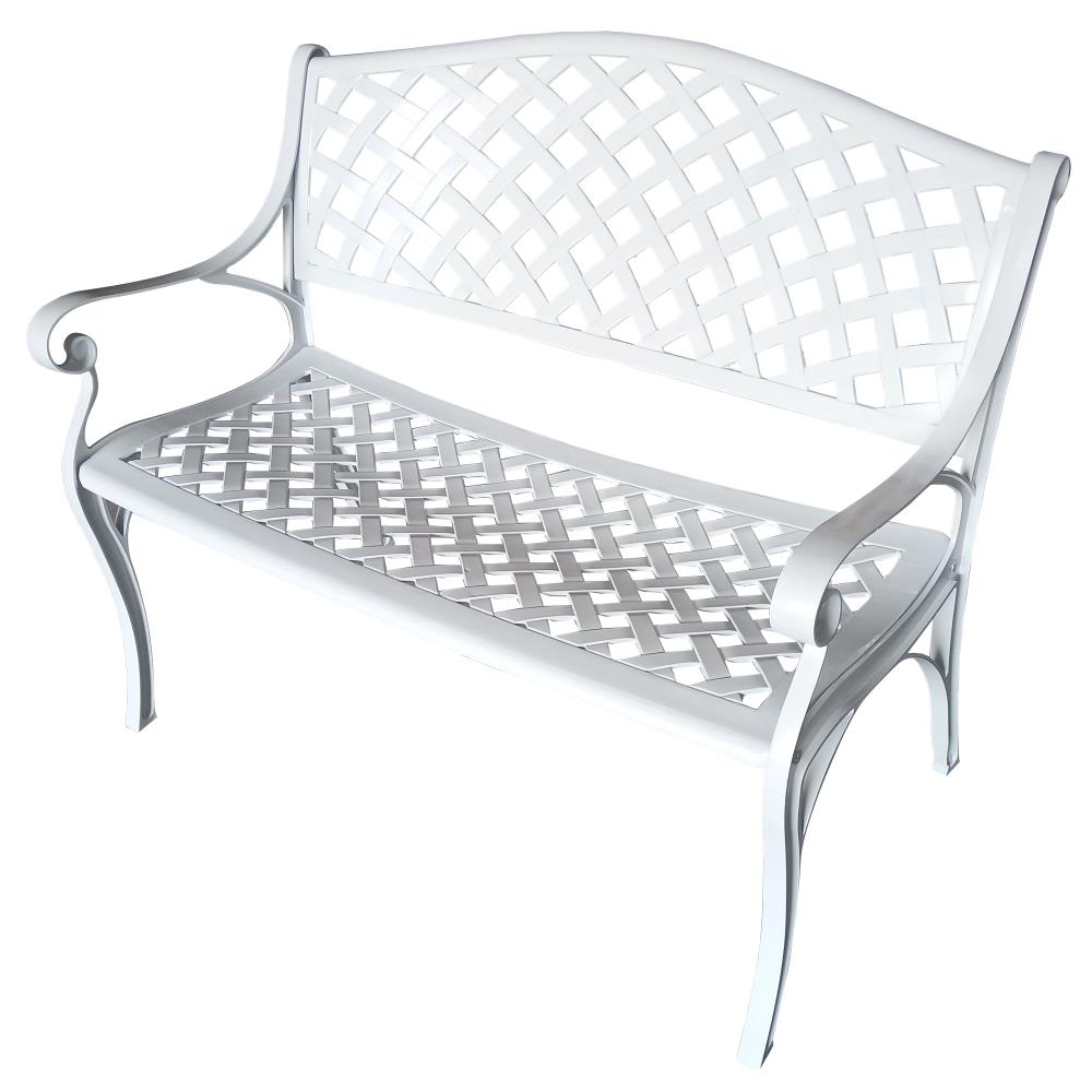 metal white garden bench