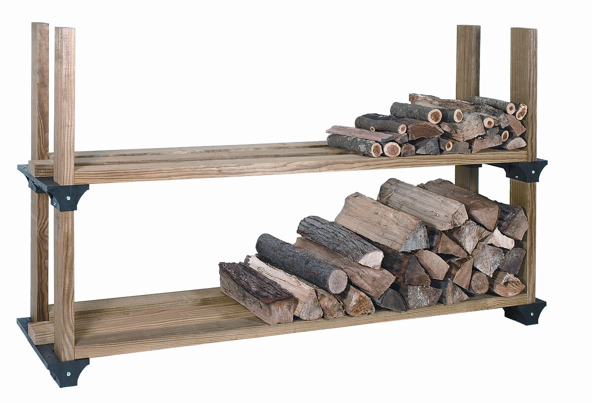 1 Pack Black Firewood Rack System Heavy Gauge Structural Resin Brackets 
