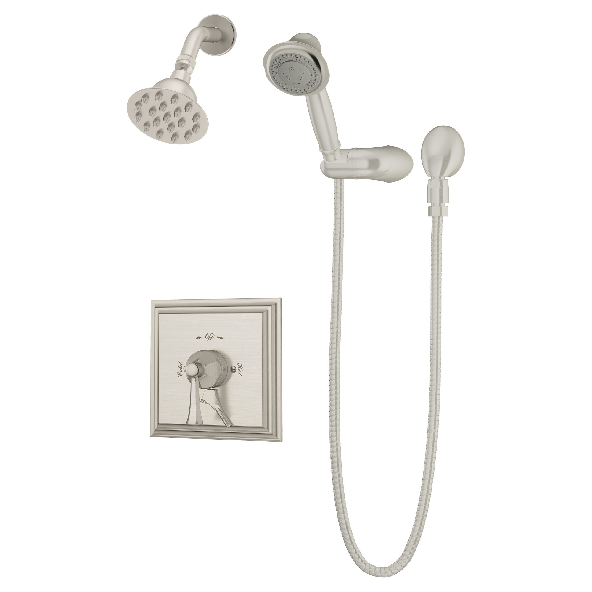Satin Nickel Symmons 35EX-RD1-STN-1.5 Dia Single-handle shower faucet with exposed riser Satin Nickel Symmons 35EX-RD1-STN-1.5 Dia Single-handle shower faucet with exposed riser