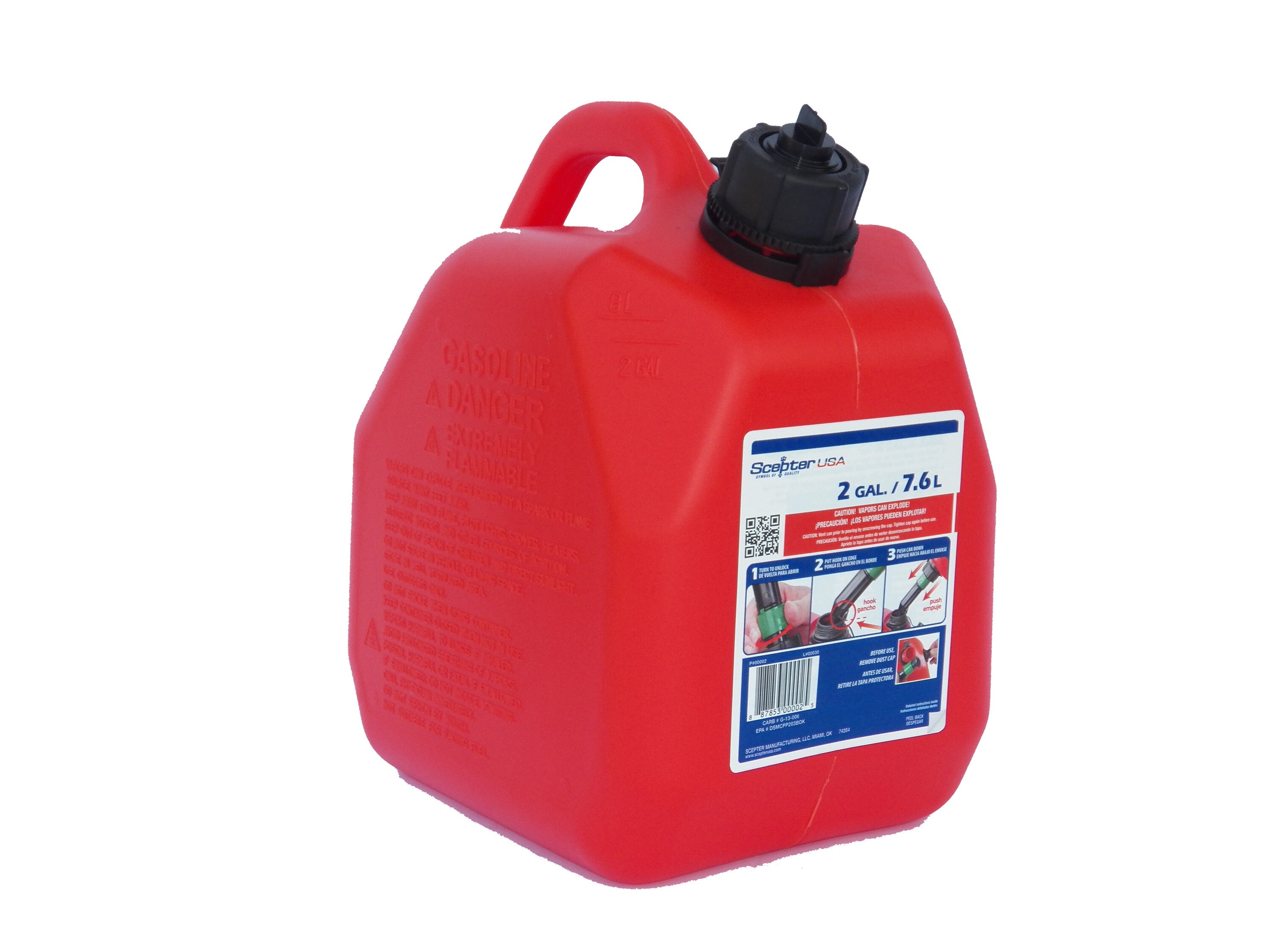 2 Gallon Plastic Fuel Can Airtight Sprout Gas Can 