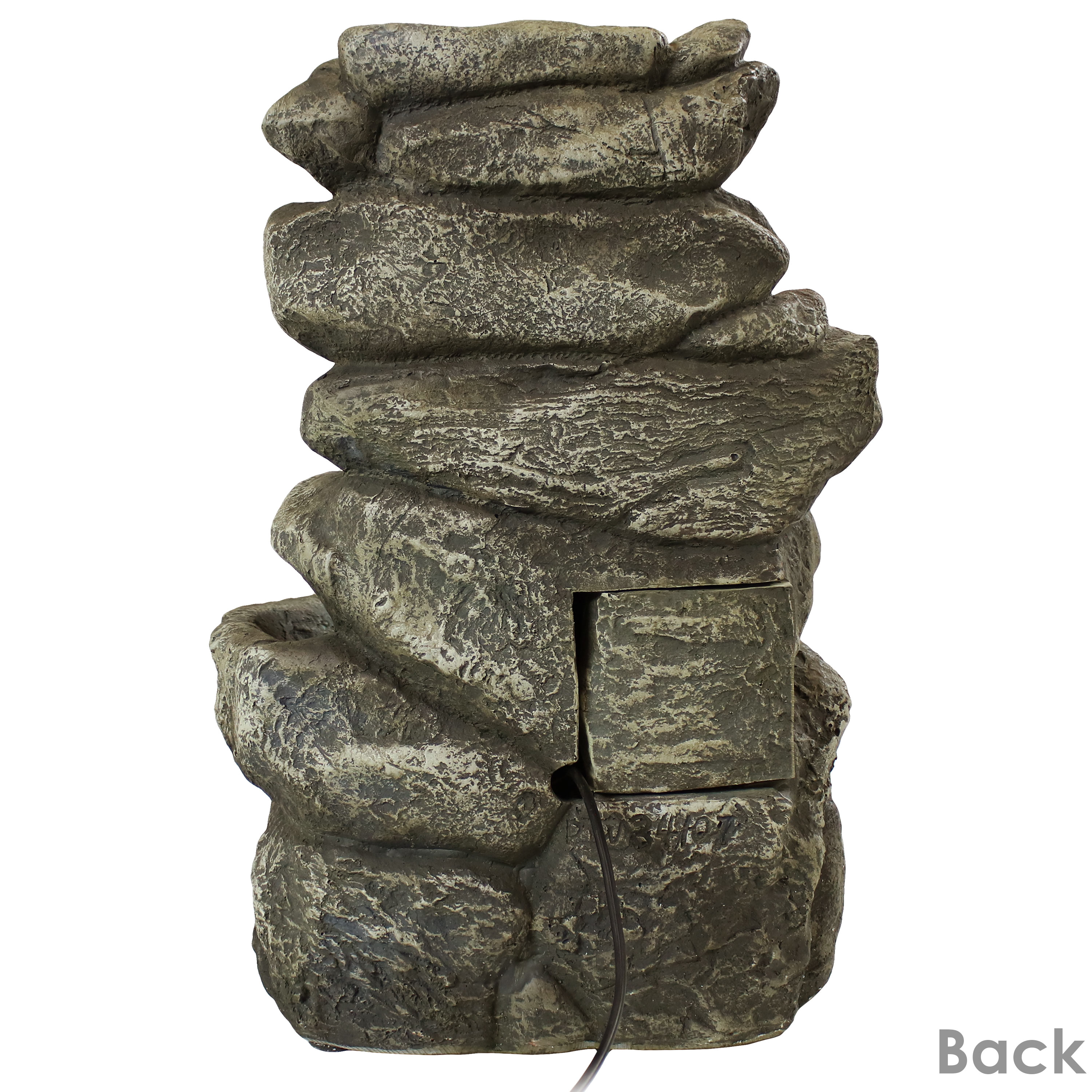 15" Sunnydaze 6 Tier Stone Falls Tabletop Indoor Water Fountain Feature w/ LED 