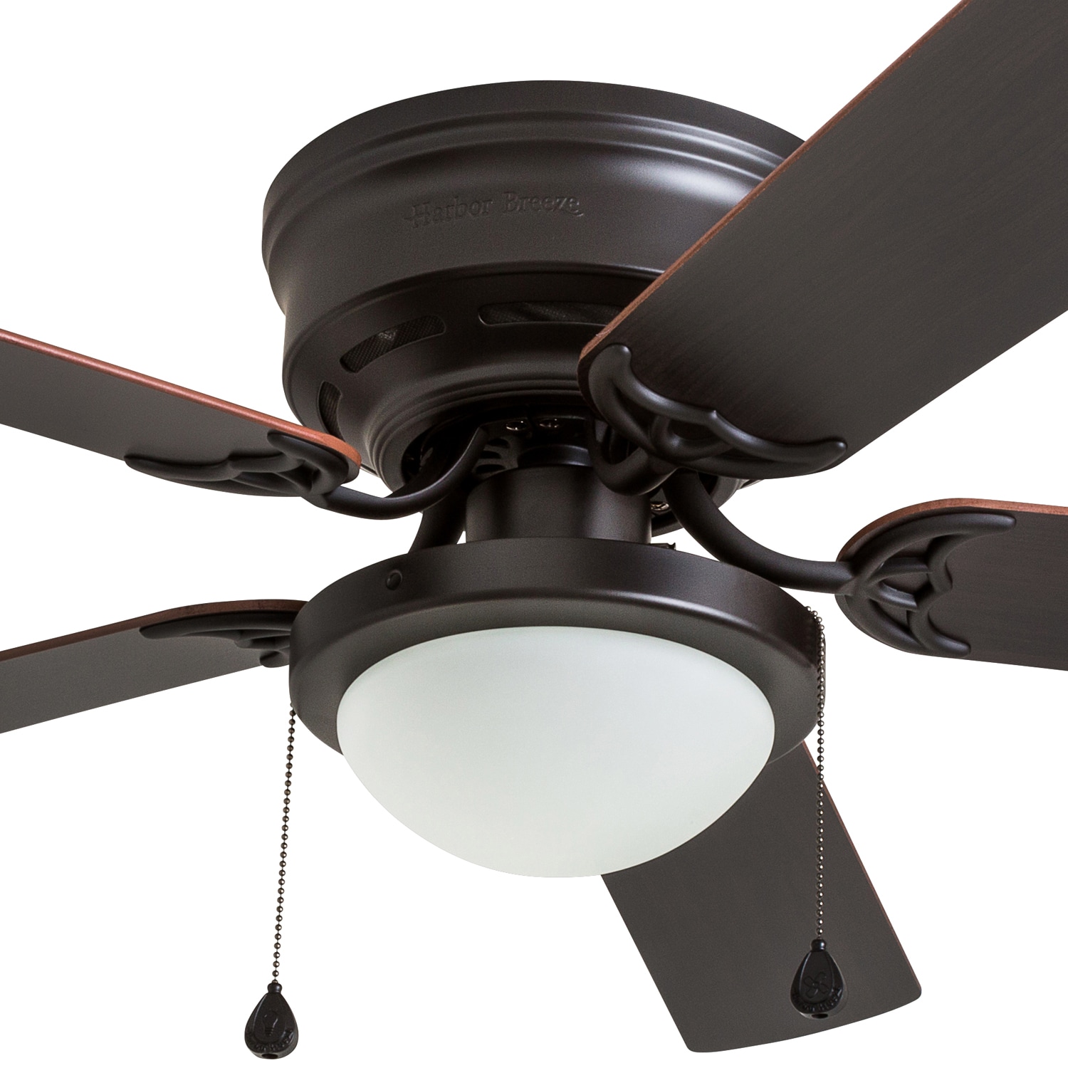 Harbor Breeze Armitage 52-in Bronze LED Indoor Flush Mount Ceiling Fan with Kit 