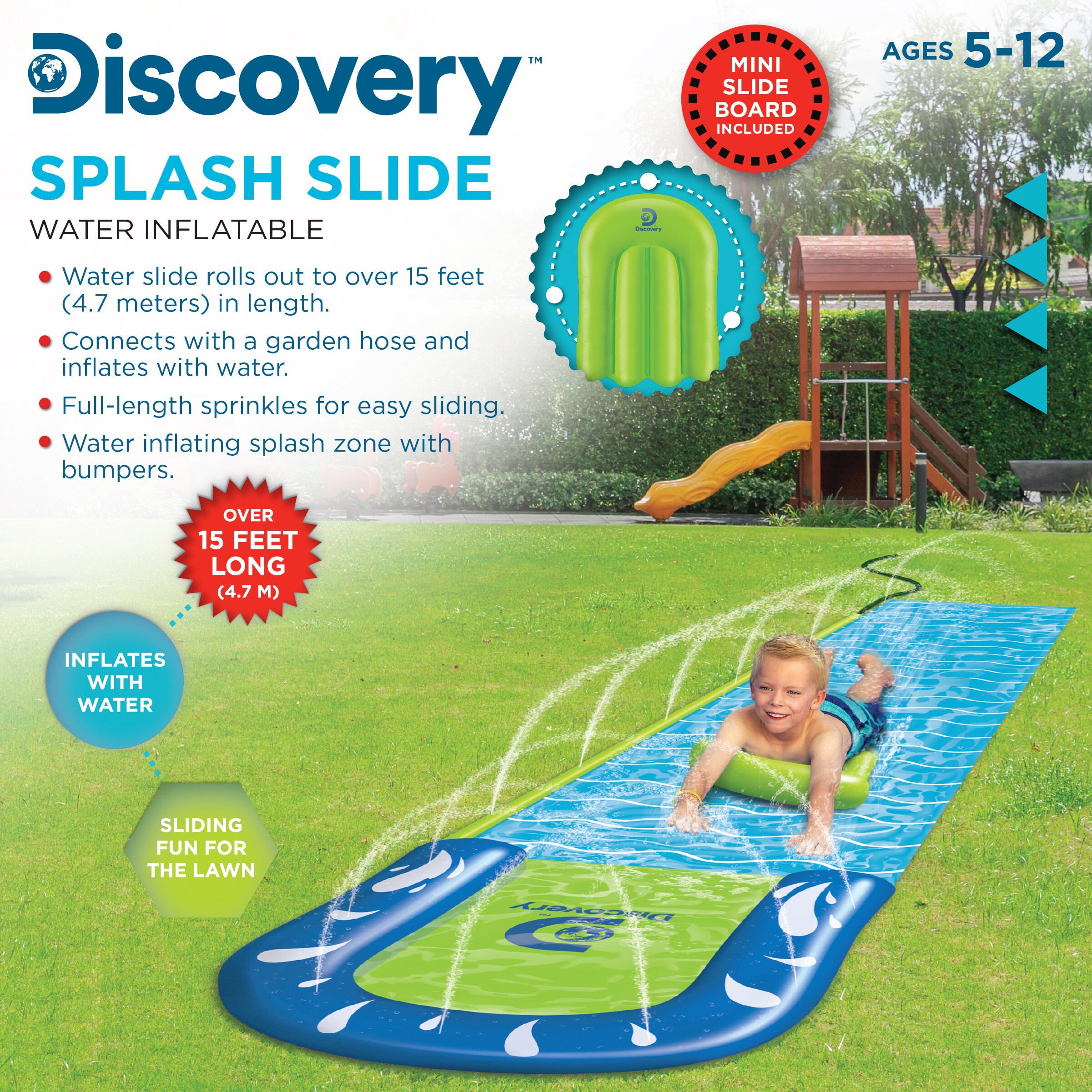 488cm 16ft Inflatable Bumper Waterslide Outdoor Garden Game Kids Childrens Slip 