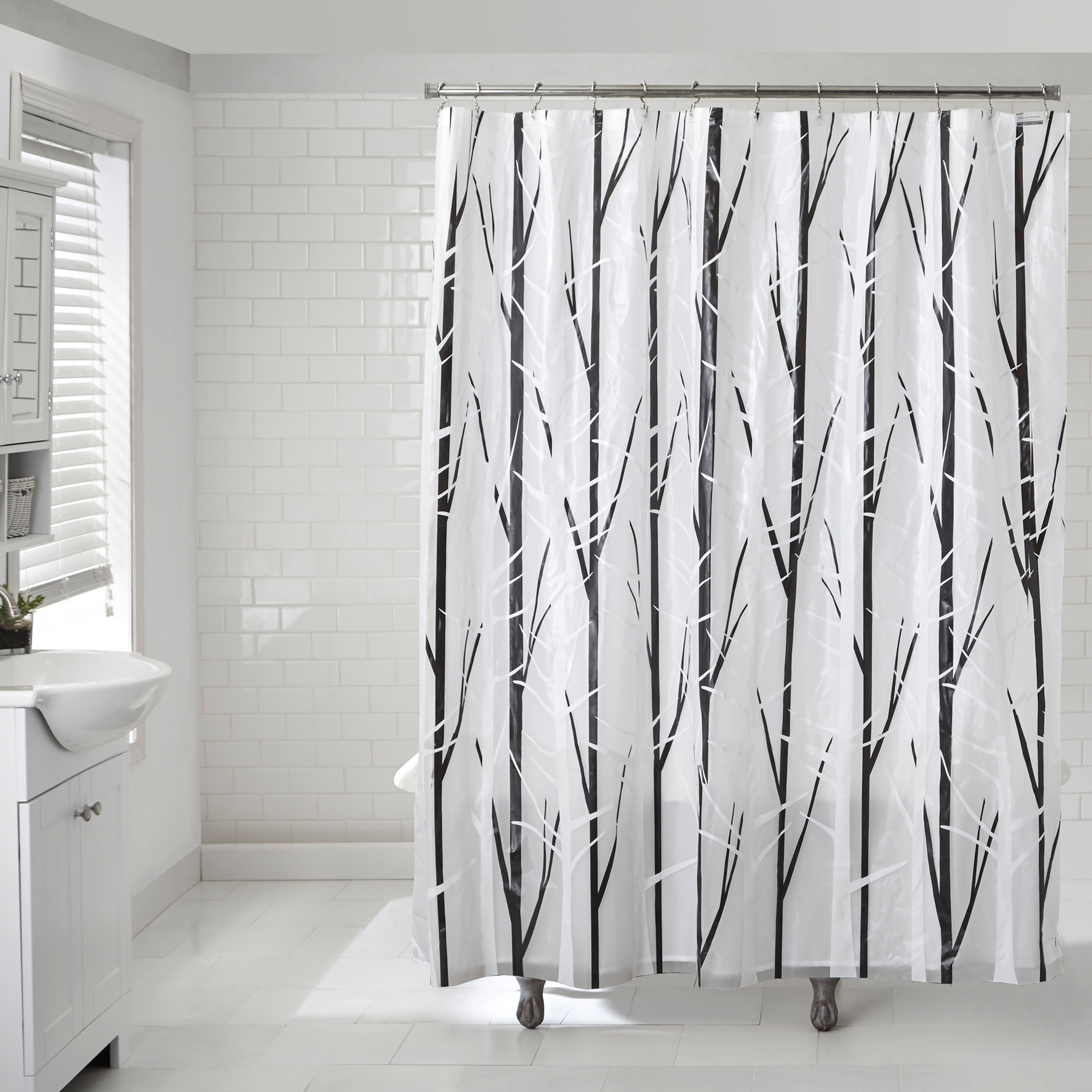 x 72 In White/Gray PEVA Seashell Shower Curtain Set Zenith Zenna Home 70 In