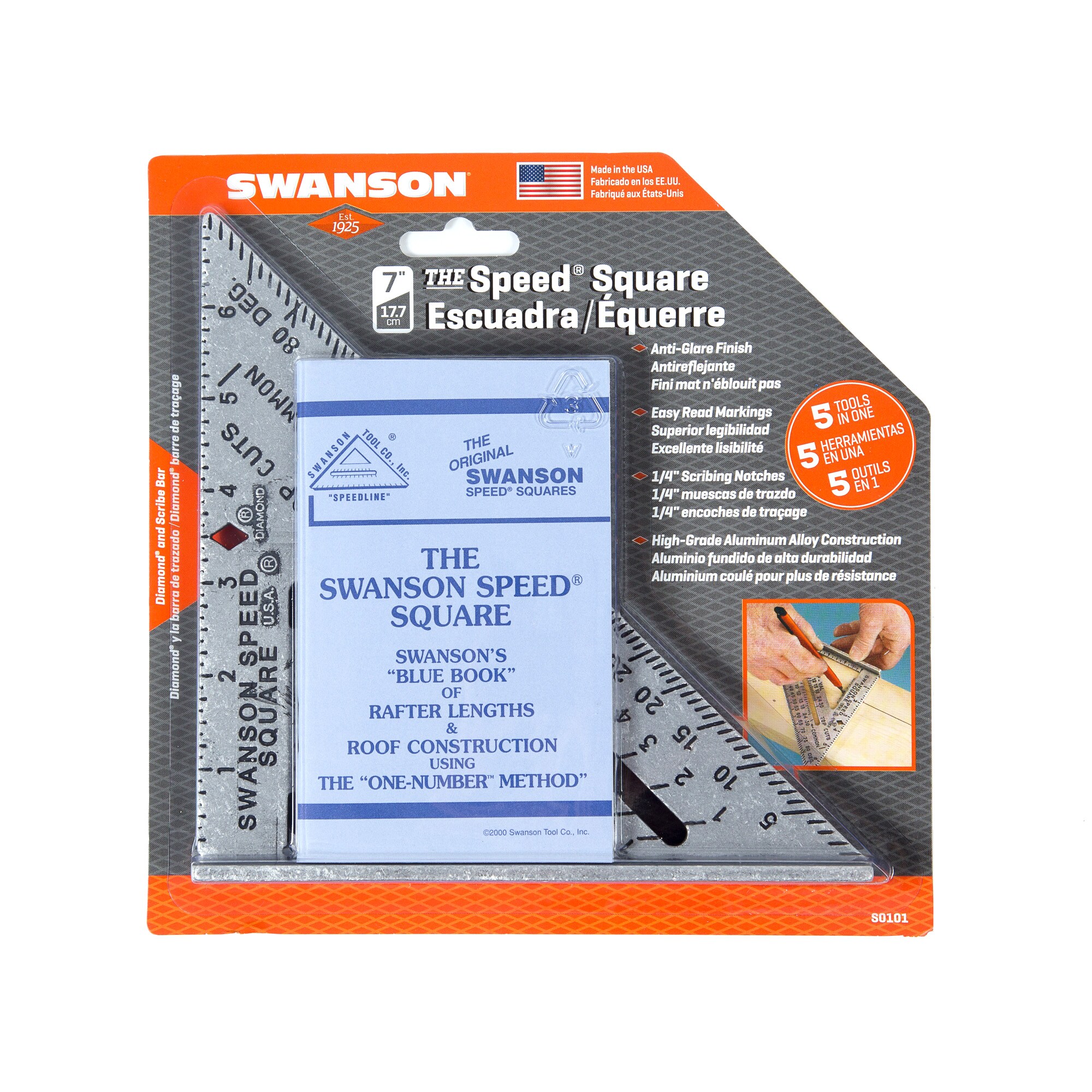Swanson Tool S0101CB Speed Square Layout Tool With Blue Book And Combination 