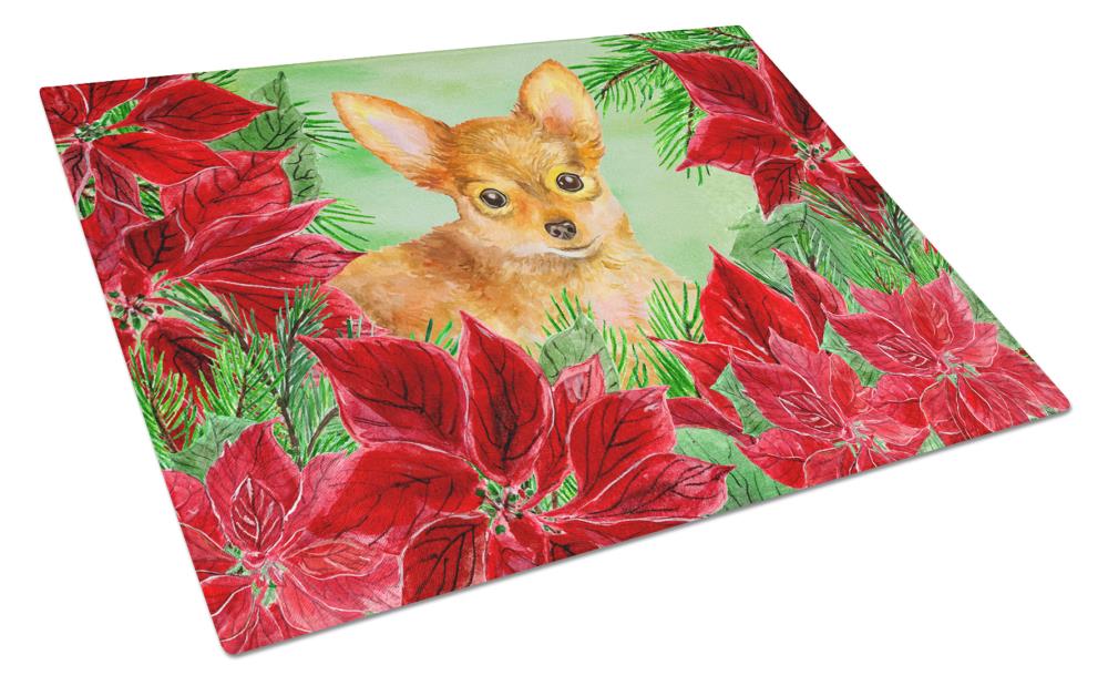 Carolines Treasures CK1369LCB Toy Terrier Poinsettas Chopping Board Large Christmas 