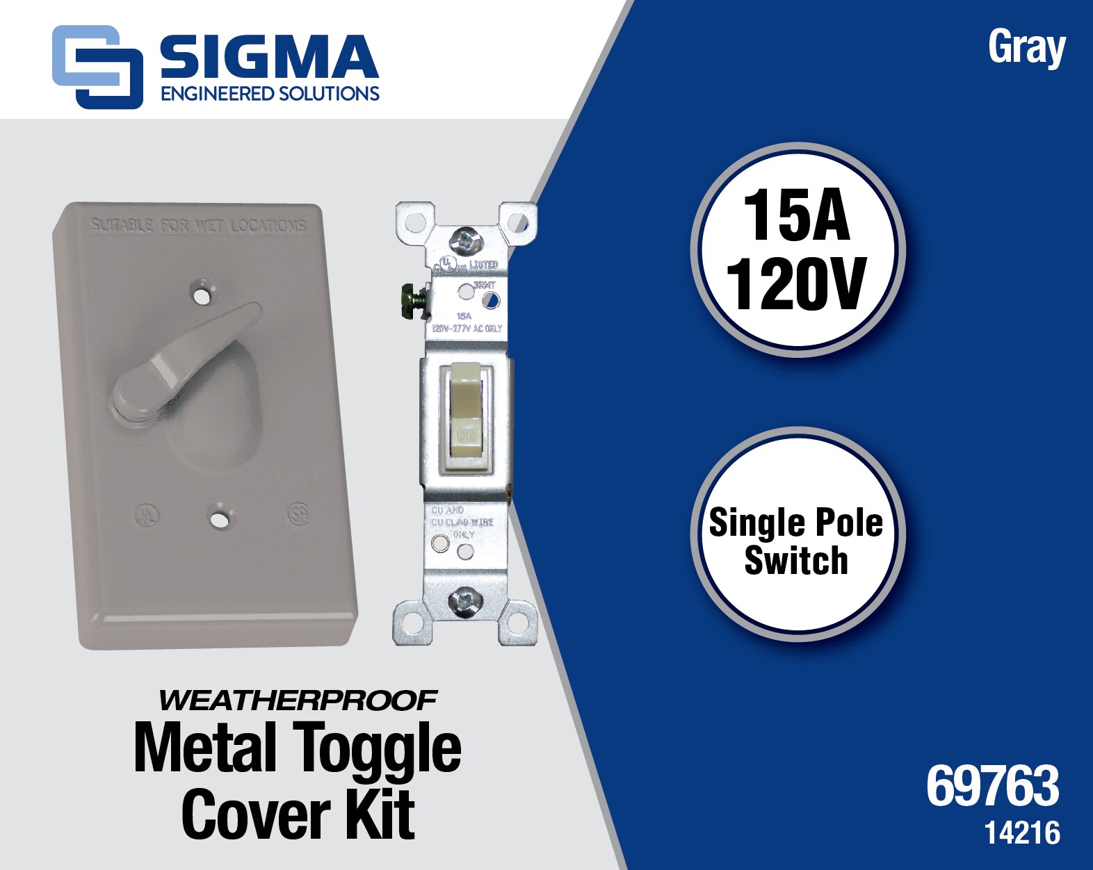 Sigma Electric 14216 Weatherproof Toggle Switch Cover Gray for sale online 