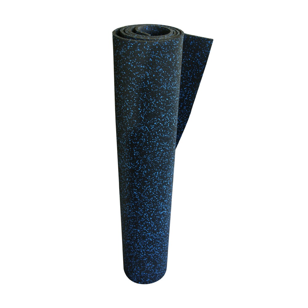 Rubber-Cal Blue Speckle 48-in x 78-in x 0.375-in Rubber Roll Gym Flooring (26-sq ft)