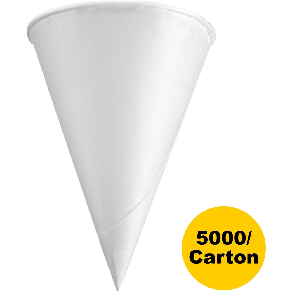 Konie 4oz White Rolled Rim Disposable Paper Cones Water Cooler Dispenser 200's 