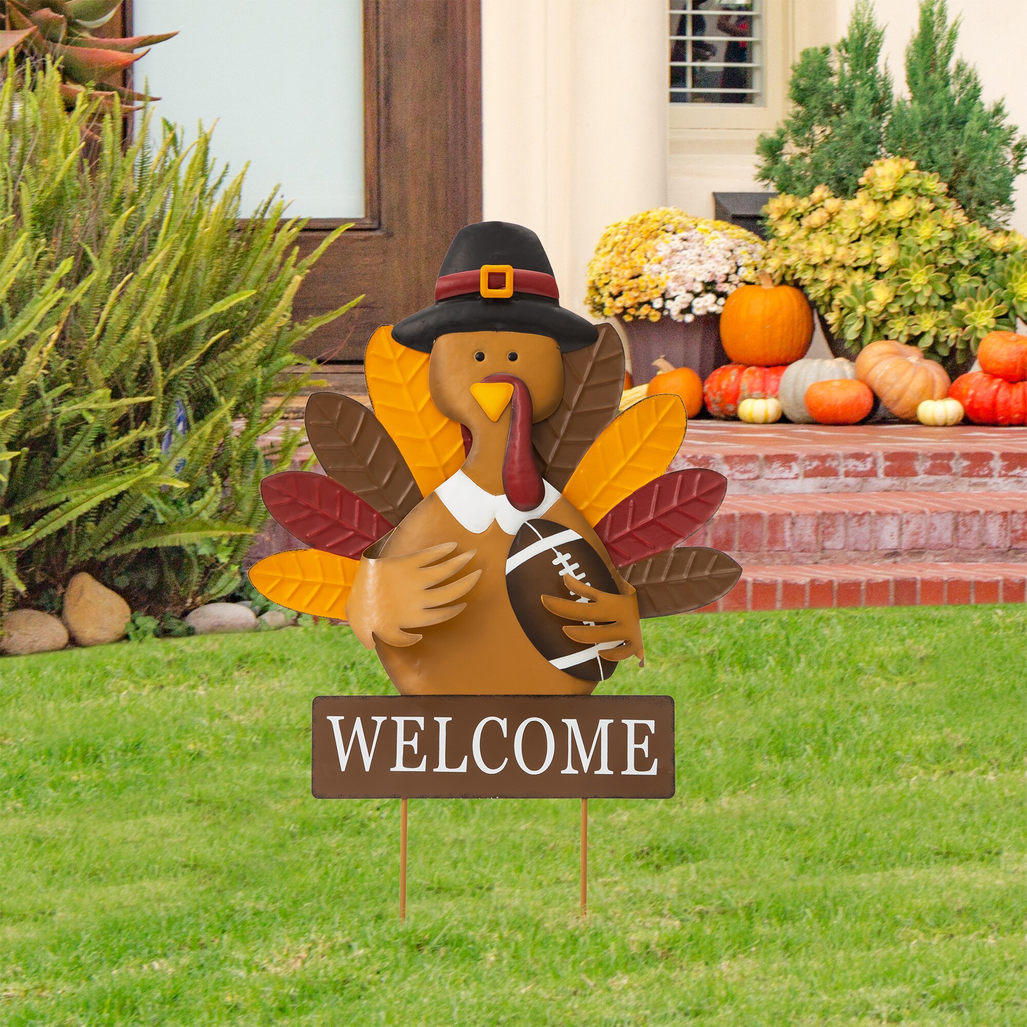 Welcome Sign Pumpkin Garden Stake Yard Lawn Art Thanksgiving Halloween Decor 