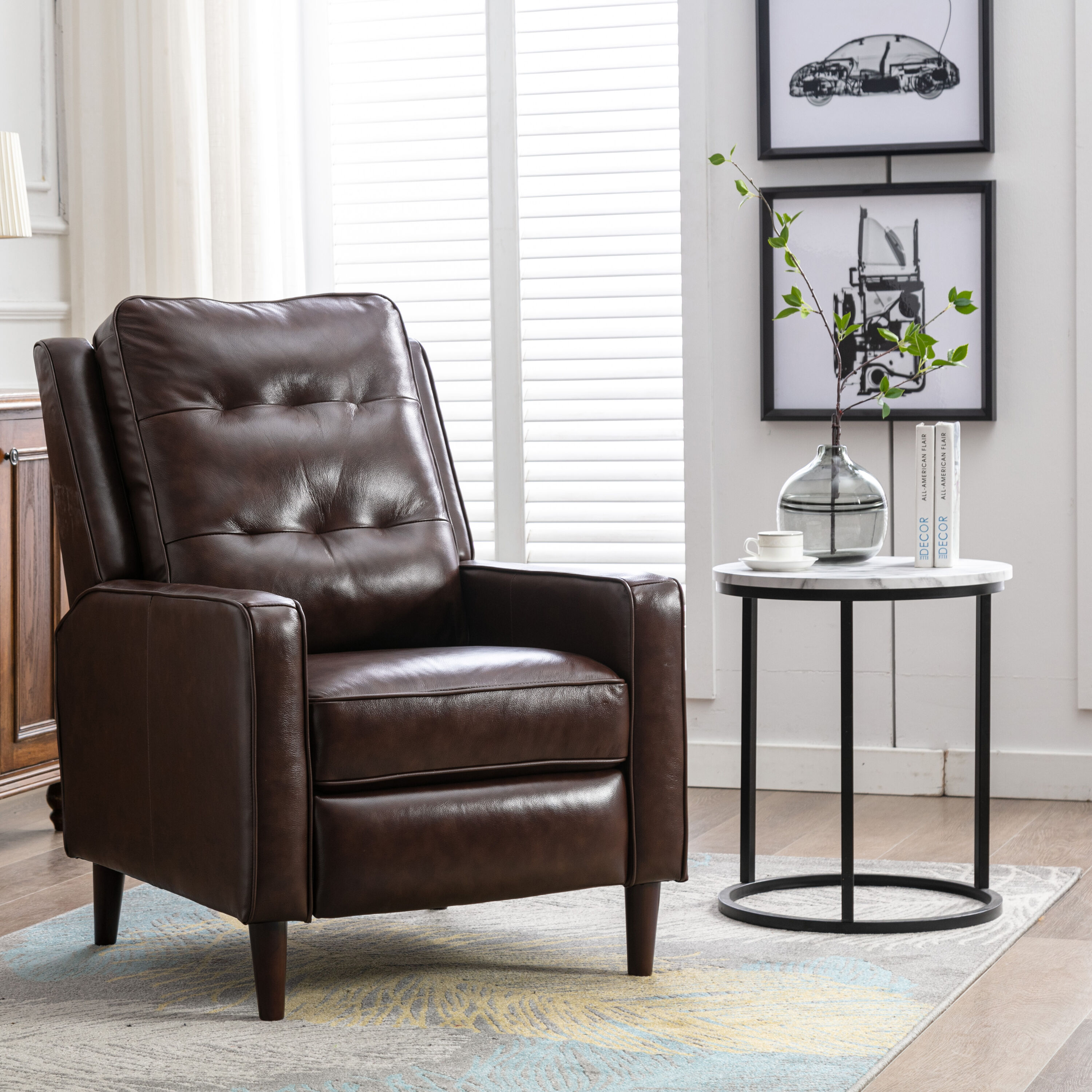 brown bonded leather recliner