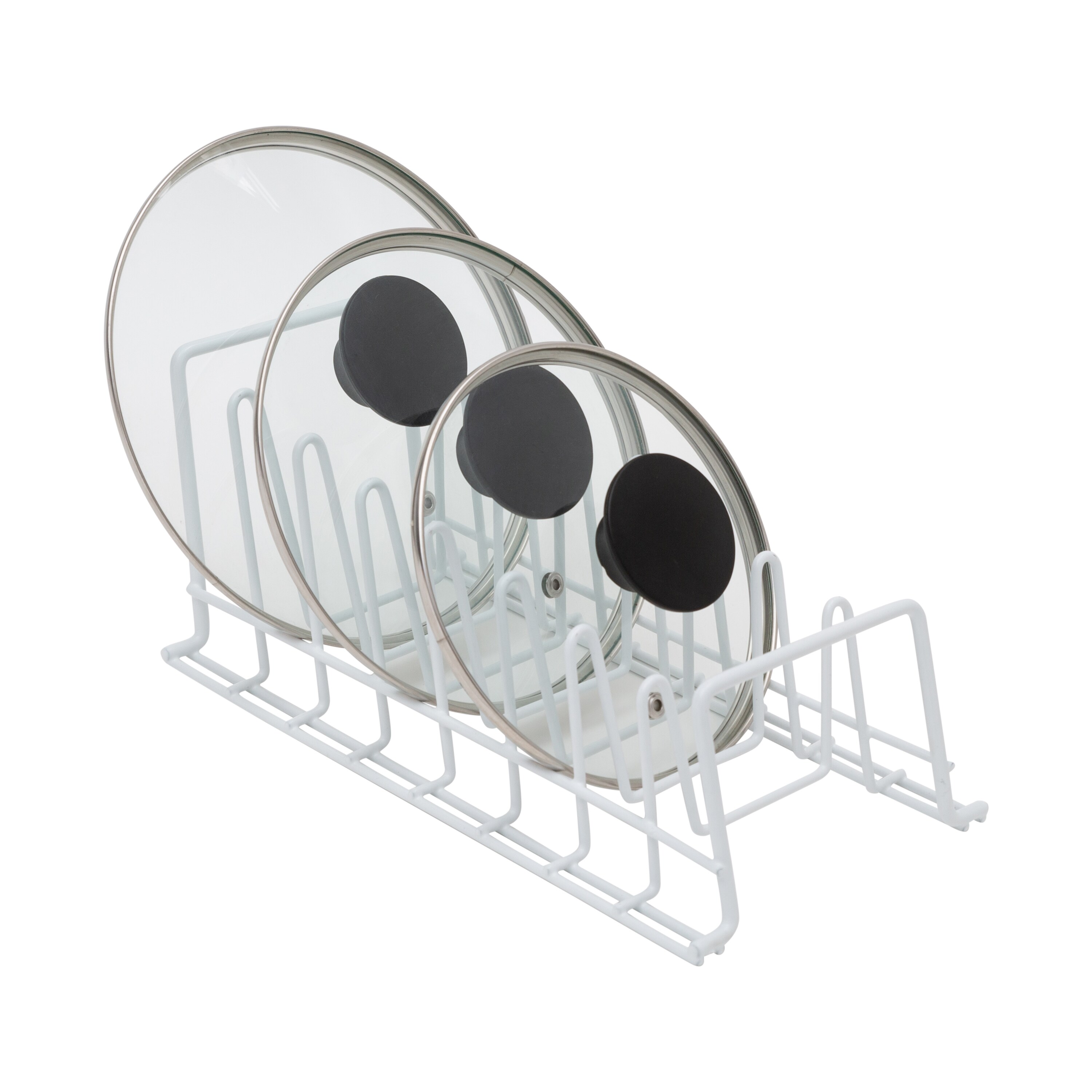 Organize It All Wall Cabinet Door Mounted sturdy Metal Pot Lid Rack White 