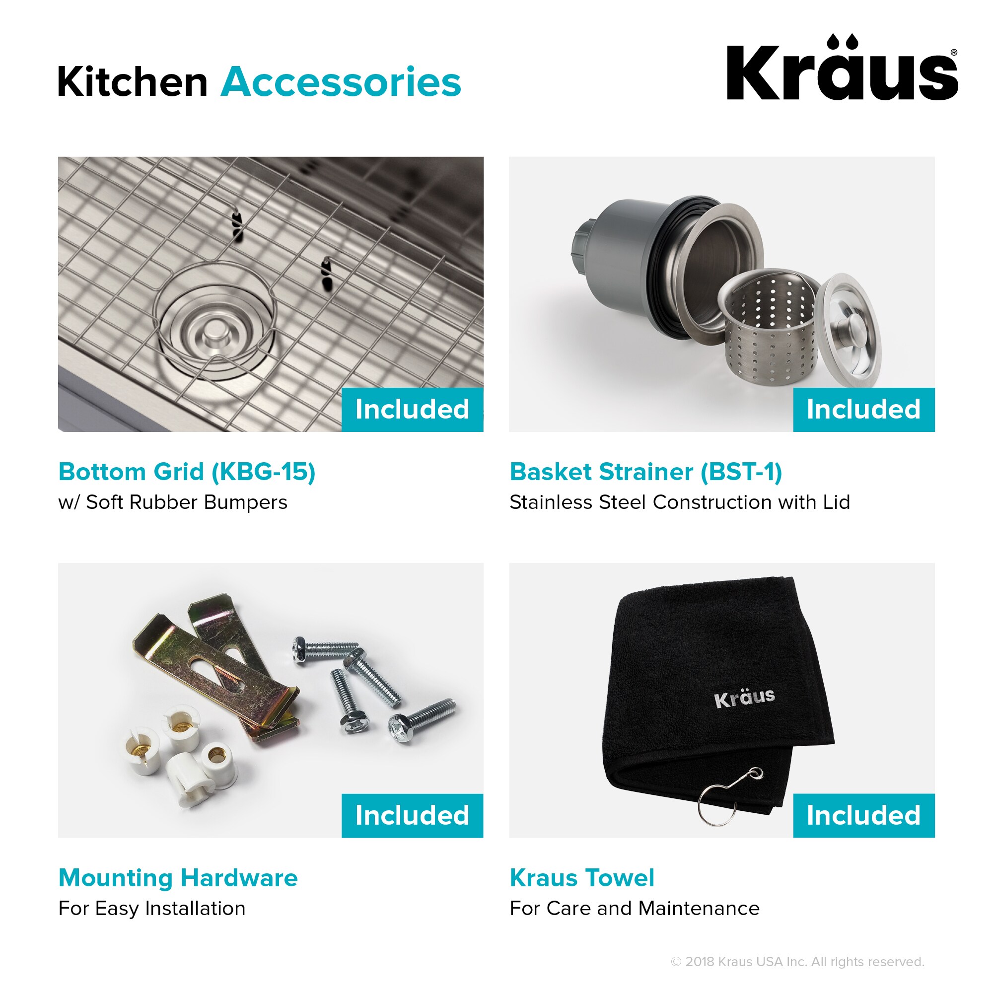 Kraus Premier Kitchen Sink Undermount 19.75-in x 20.5-in Stainless Steel Single Bowl Stainless Steel Kitchen Sink