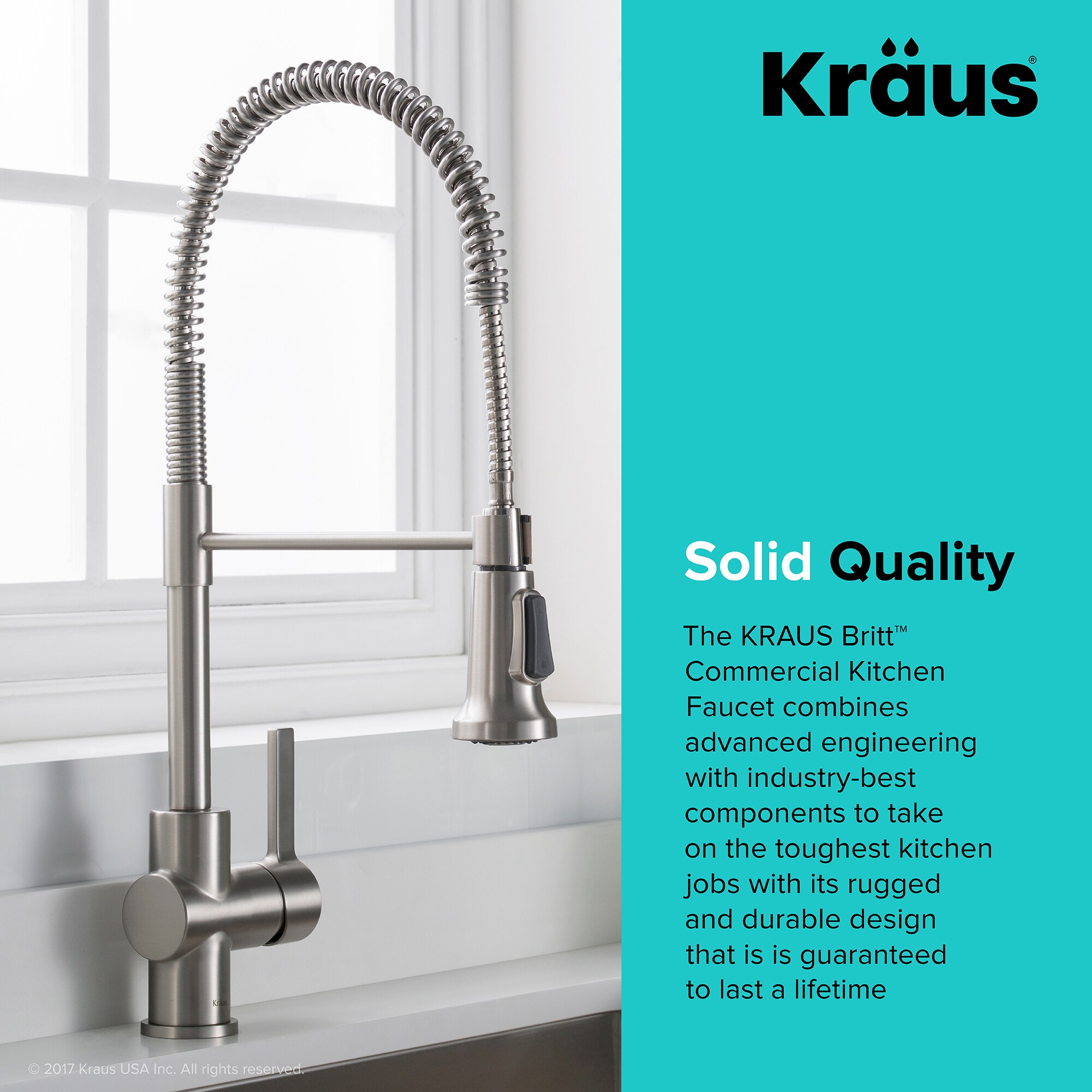 Kraus Britt All-brite Spot Free Stainless Steel Single Handle Pull-down Kitchen Faucet with Sprayer Function (Deck Plate Included)