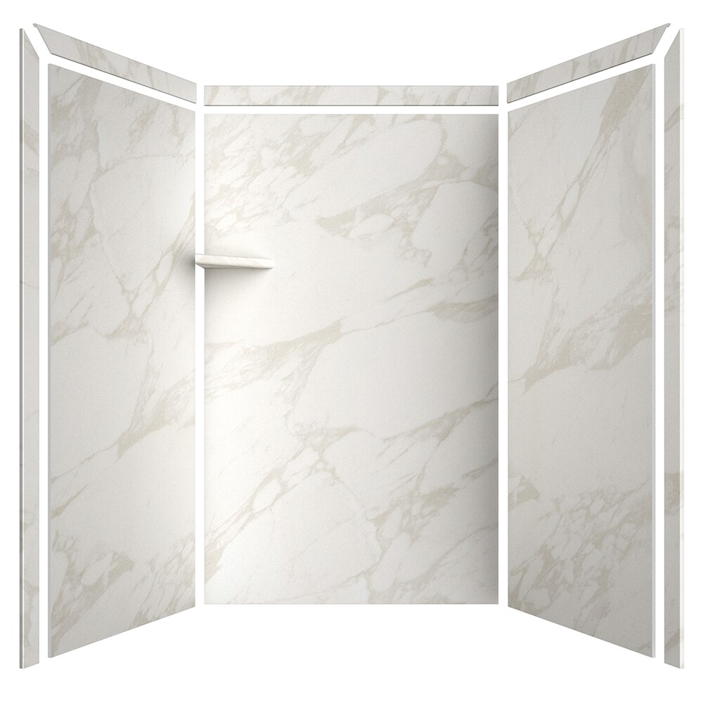 Flexstone Elegance 3 Calacatta Cream Panel Kit Shower Wall Surround 48 In X 36 In At 