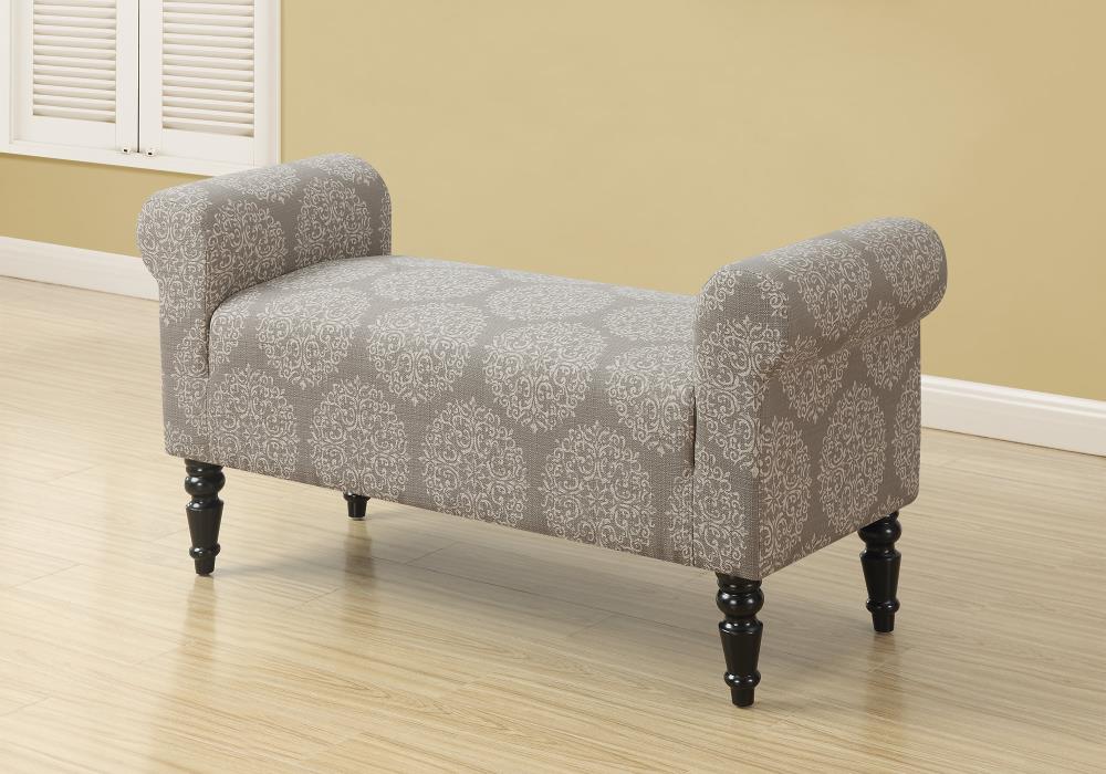 Monarch Specialties I 8916 Traditional Style Fabric Bench Taupe 44