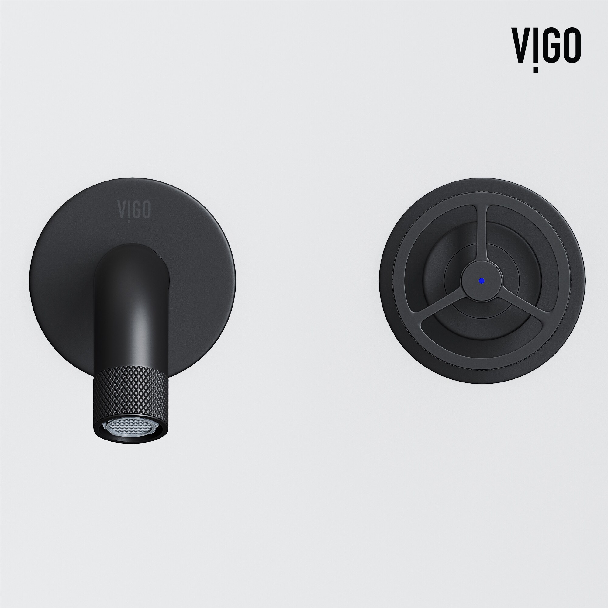 VIGO Cass Matte Black 2-handle Wall-mount WaterSense Low-arc Bathroom Sink Faucet