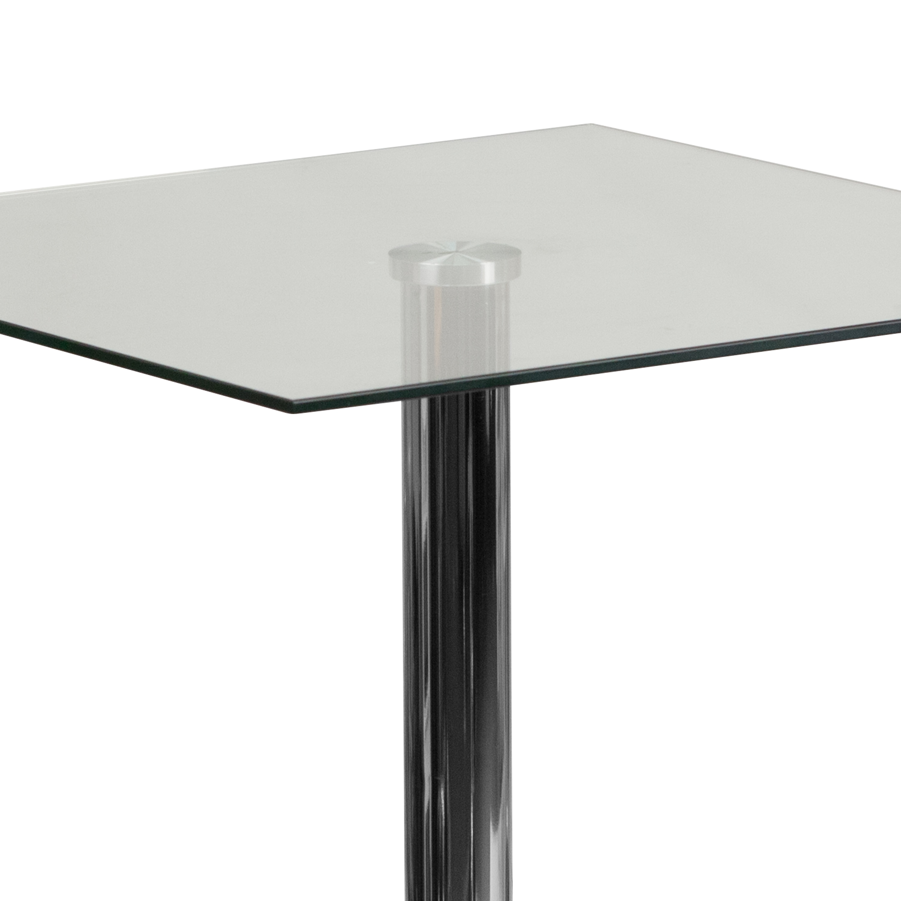 Flash Furniture Chrome Contemporary/Modern Dining Table, Glass Top with  Gray Metal Base