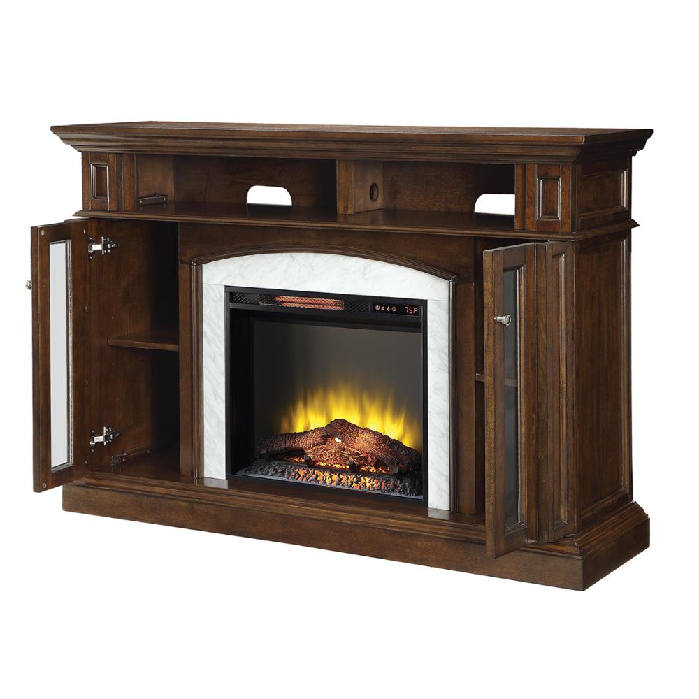 Scott Living 59in W Mahogany Infrared Quartz Electric Fireplace in the