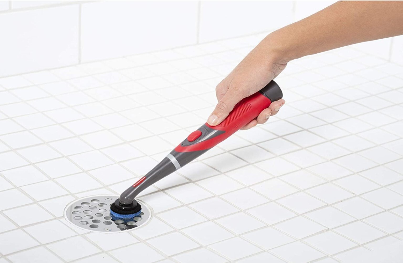 Rubbermaid Power Scrubber Poly Fiber Stiff Tile and Grout Brush in 