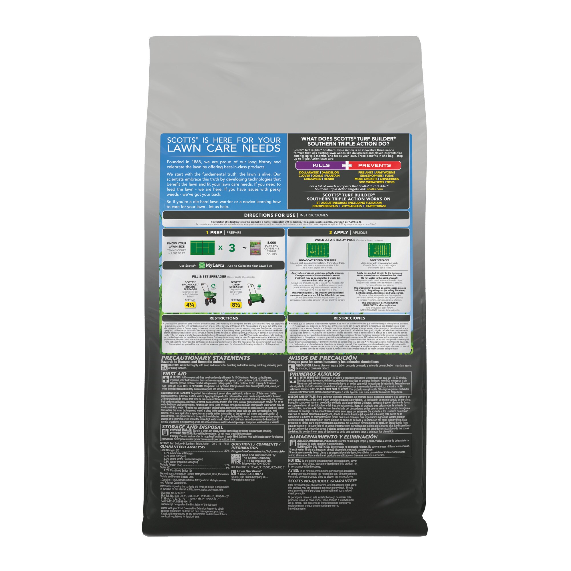 Scotts Turf Builder Southern Triple Action 26.84-lb 8000-sq ft 29-0-10 All-purpose Weed Feed Weed Control Insect Control Fertilizer
