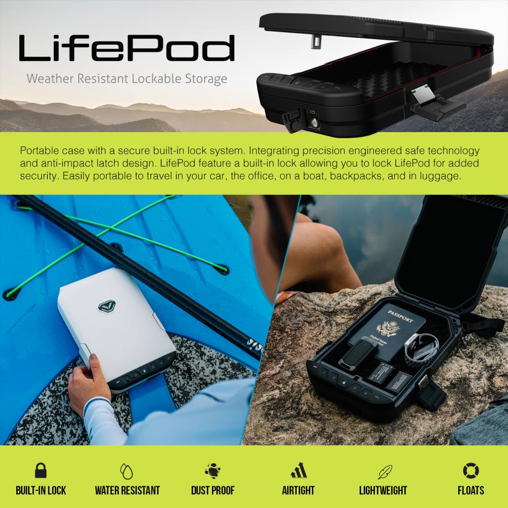 Vaultek LifePod Secure Waterproof Travel Case Rugged Electronic Lock Box Travel Organizer Portable Handgun Case with Backlit Keypad 