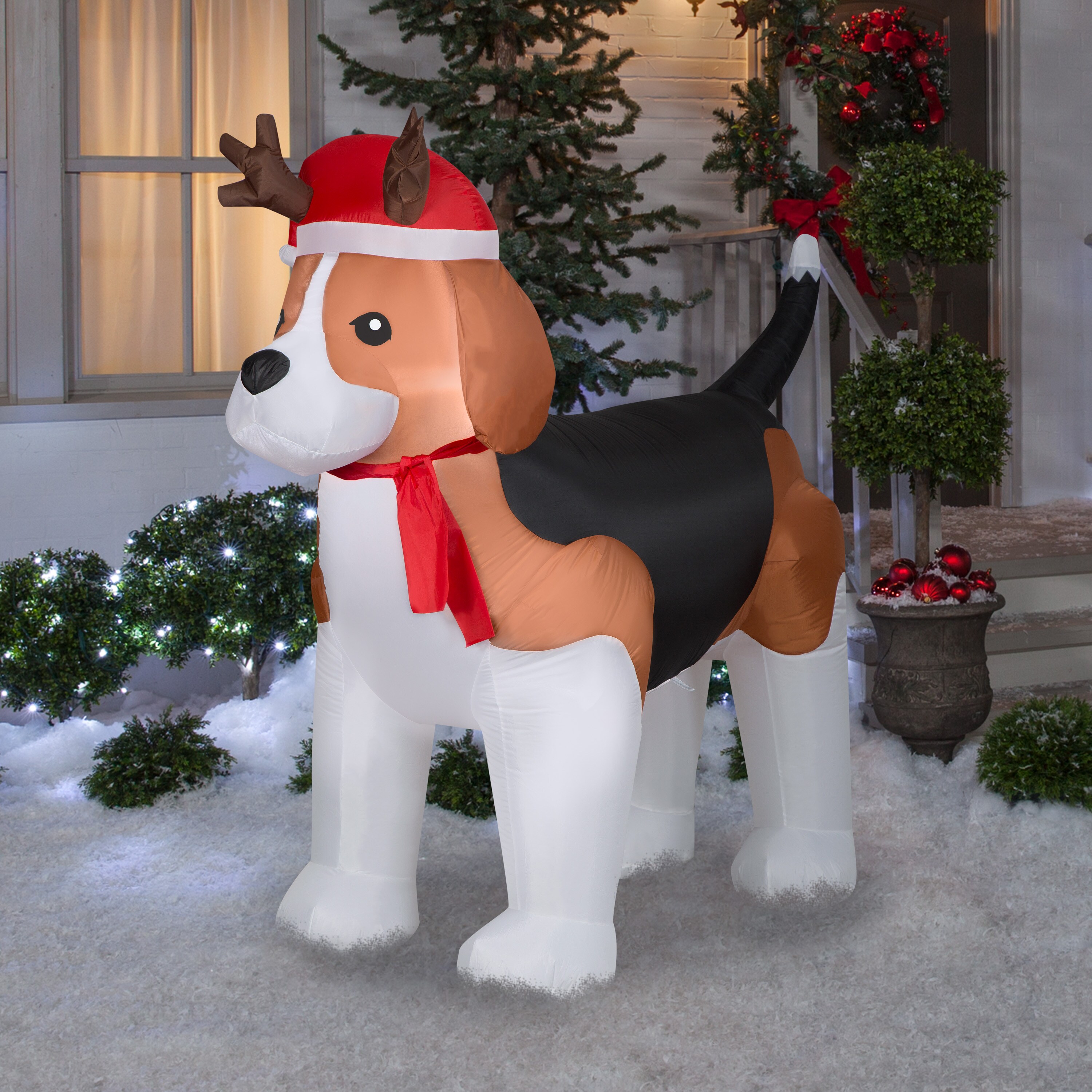 CHRISTMAS ST BERNARD DOG SANTA 7 FT AIRBLOWN INFLATABLE YARD DECORATION 