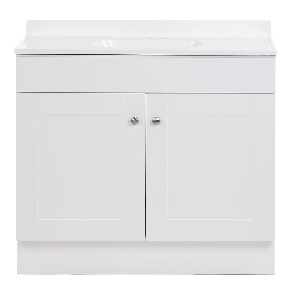 Photo 1 of ***SEE NOTE*** Project Source 36-in White Single Sink Bathroom Vanity with White Cultured Marble Top