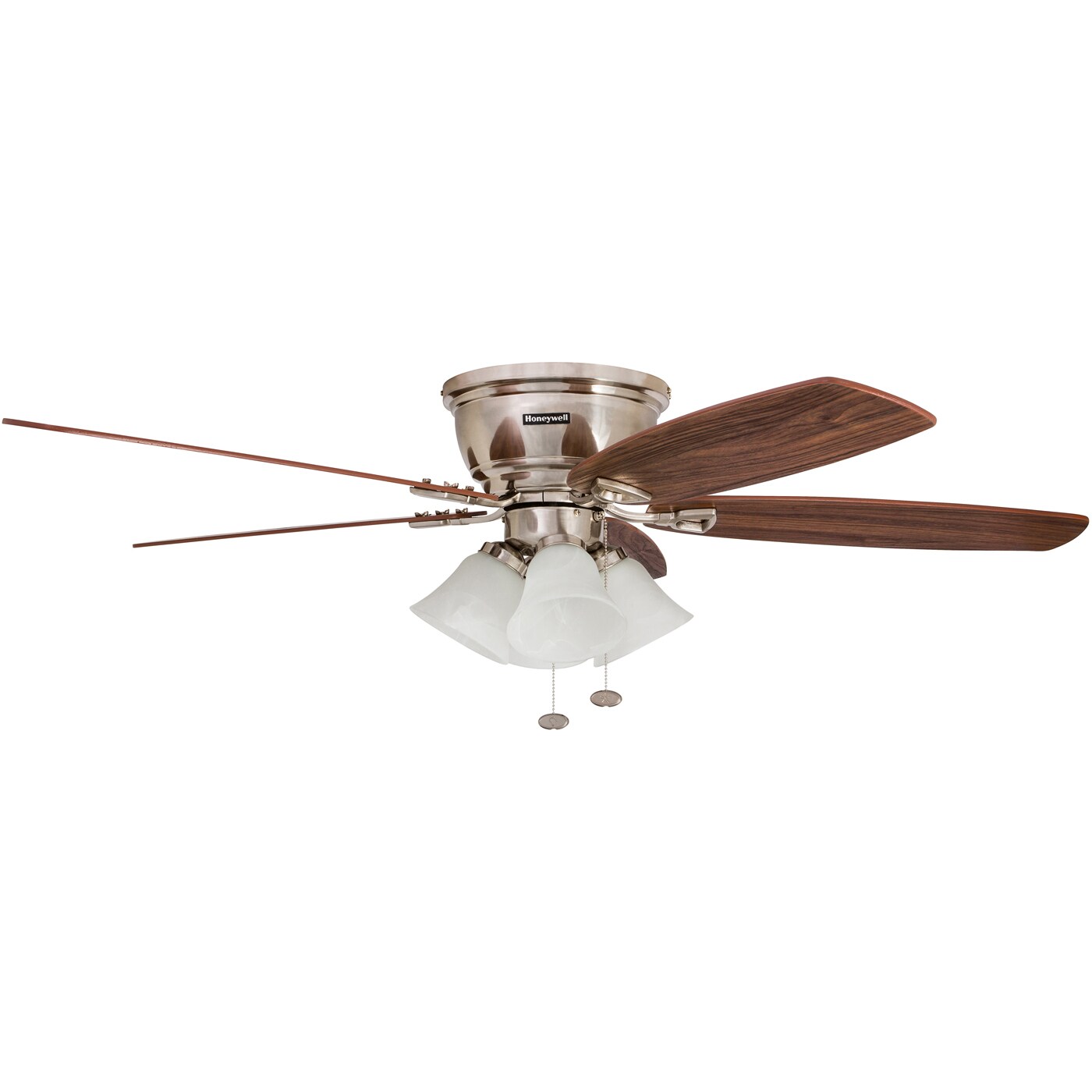 Honeywell Glen Alden 52-in Brushed Nickel Indoor Flush Mount Ceiling Fan  with Light (5-Blade)