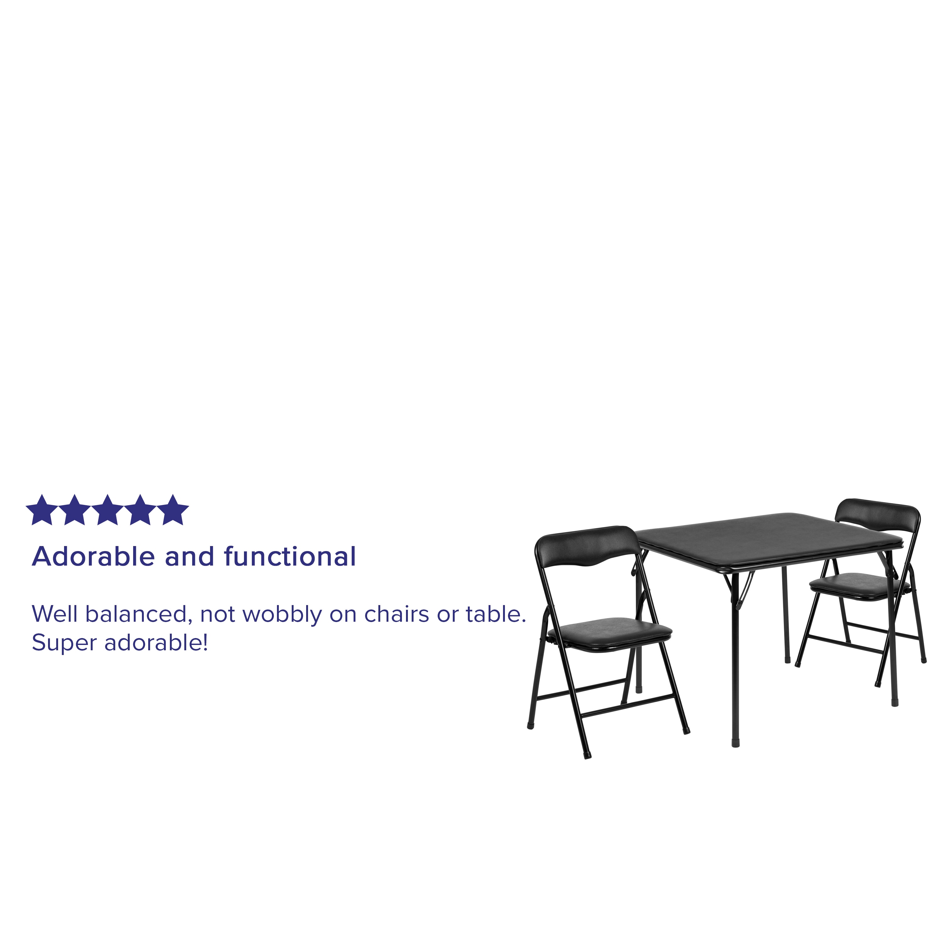 Details about   Flash Furniture 3 Piece Square Faux Leather Top Kids Folding Table Set in Black 