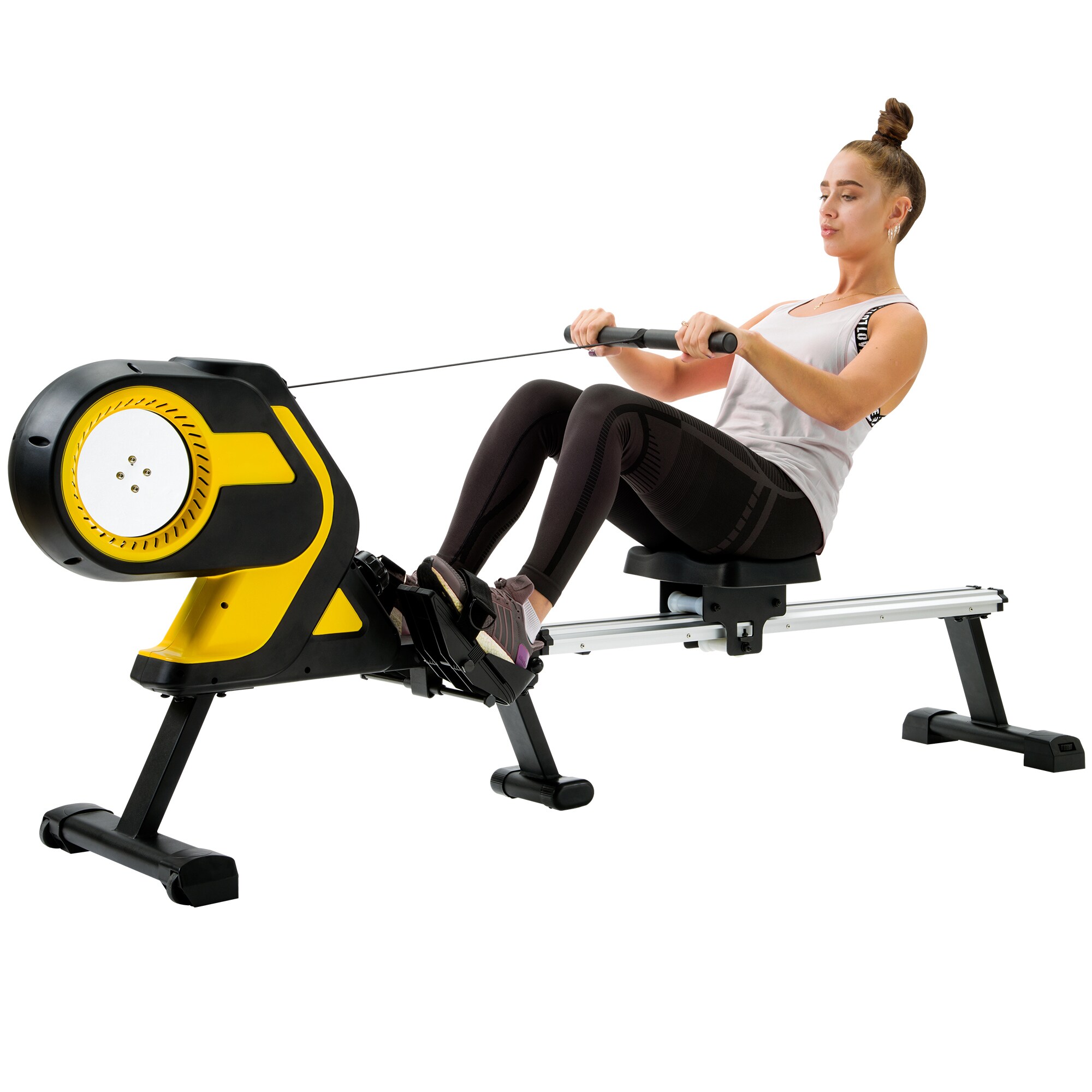 SNODE Magnetic Rower Rowing Machine Adjustable Resistance Smooth Quiet Home Workout Foldable Indoor Compact Exercise Equipment with Digital LCD Monitor Soft Seat 