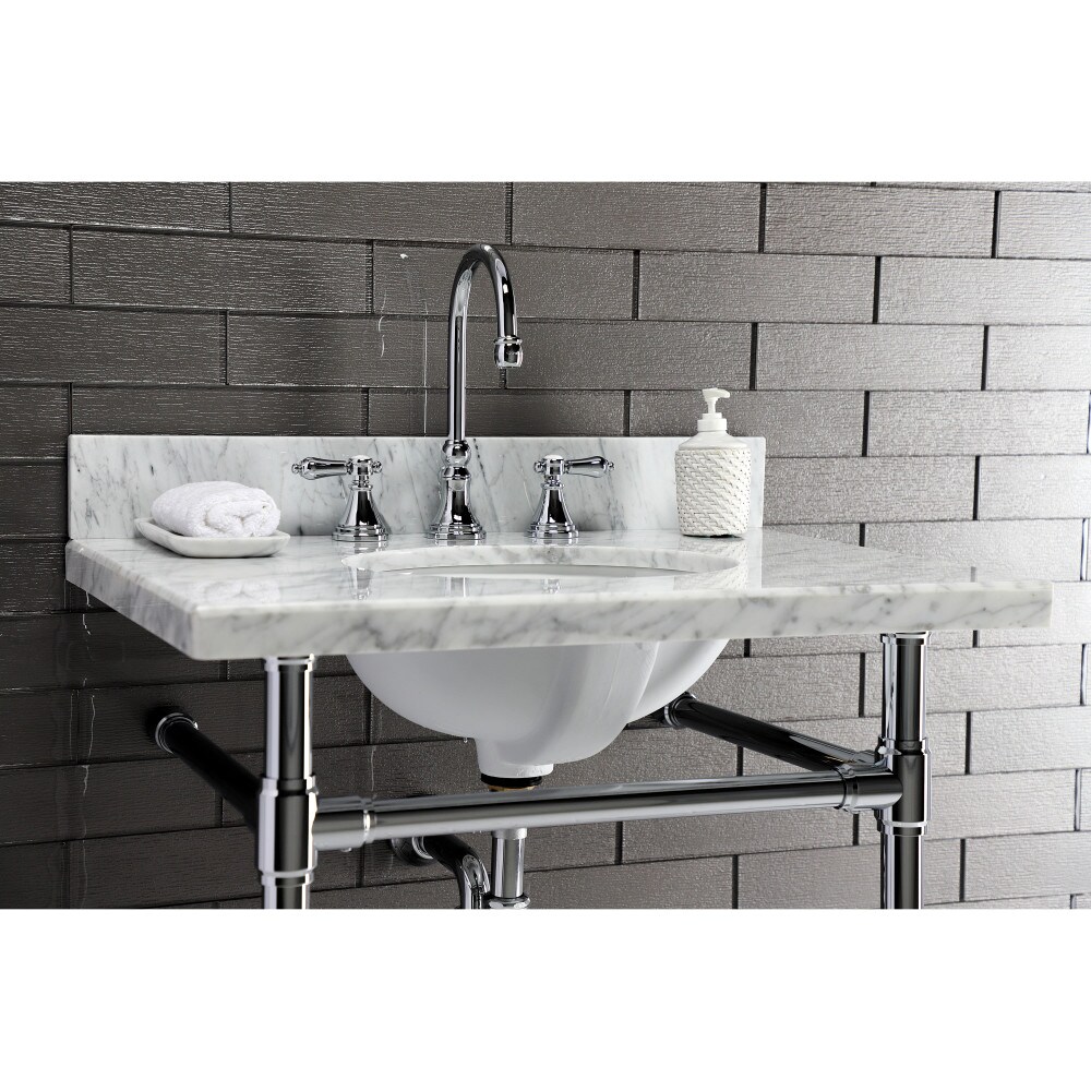 Kingston Brass Templeton 30in Carrara Marble Single Sink Bathroom