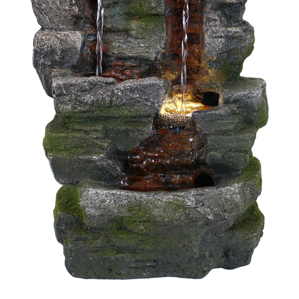 14" Sunnydaze Towering Cave Waterfall Indoor Tabletop Fountain Feature w/  LED 